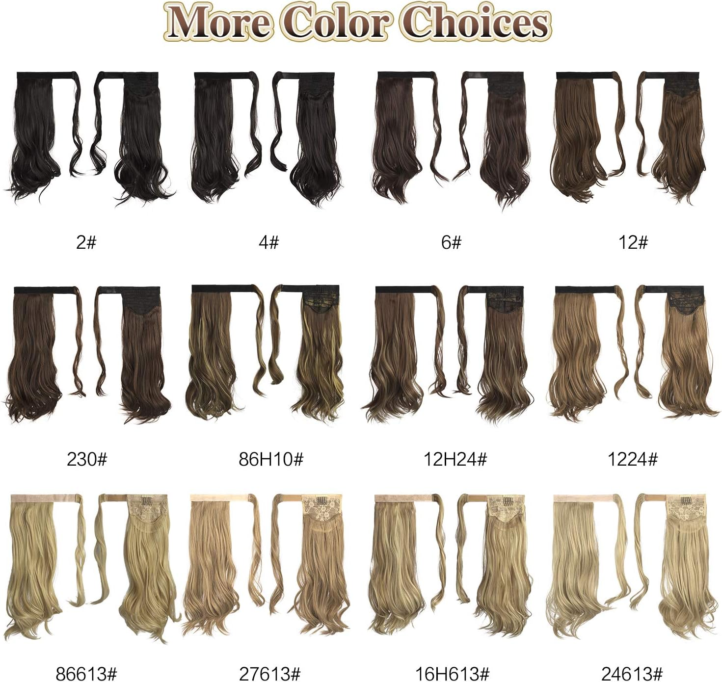 Sofeiyan Ponytail Hairpiece Curly Hair Extension Ponytail Extension Synthetic Natural Wavy Hairpiece Wrap around Pony Tail Hair Extensions 38 Cm Brown & Blonde image number 5