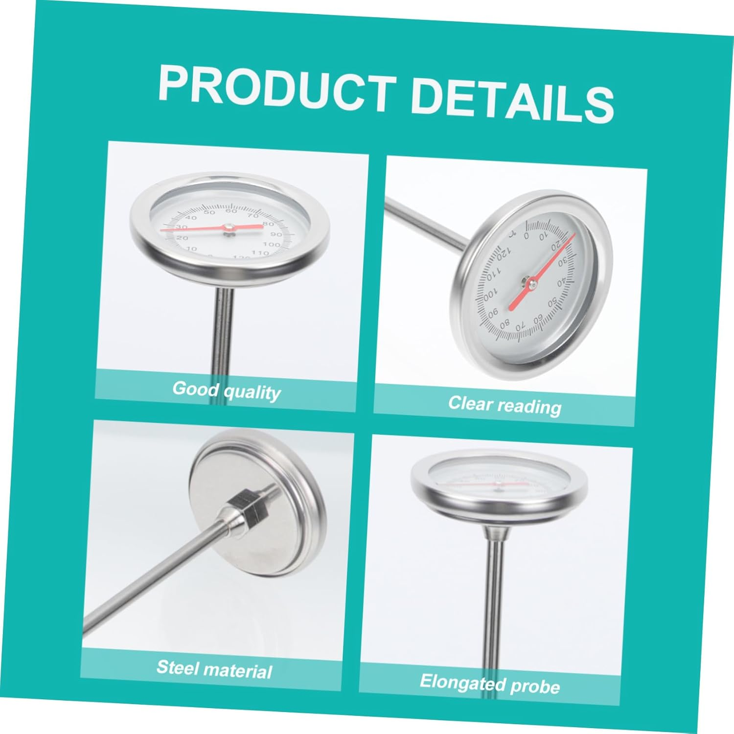 DECHOUS Precise Stainless Steel Soil Thermometer with Extended Probe for Compost and Gardening Physical Sensor Range C- C Professional Temperature Detector for Plant Growth image number 6