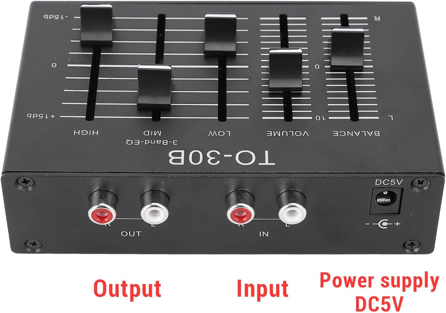 Stereo EQ Equalizer, 3 Band Equalizer Stereo EQ Preamp, High Medium Low 3 Band Sound Channel Balance Volume Control Preamp for Home Stereo image number 6