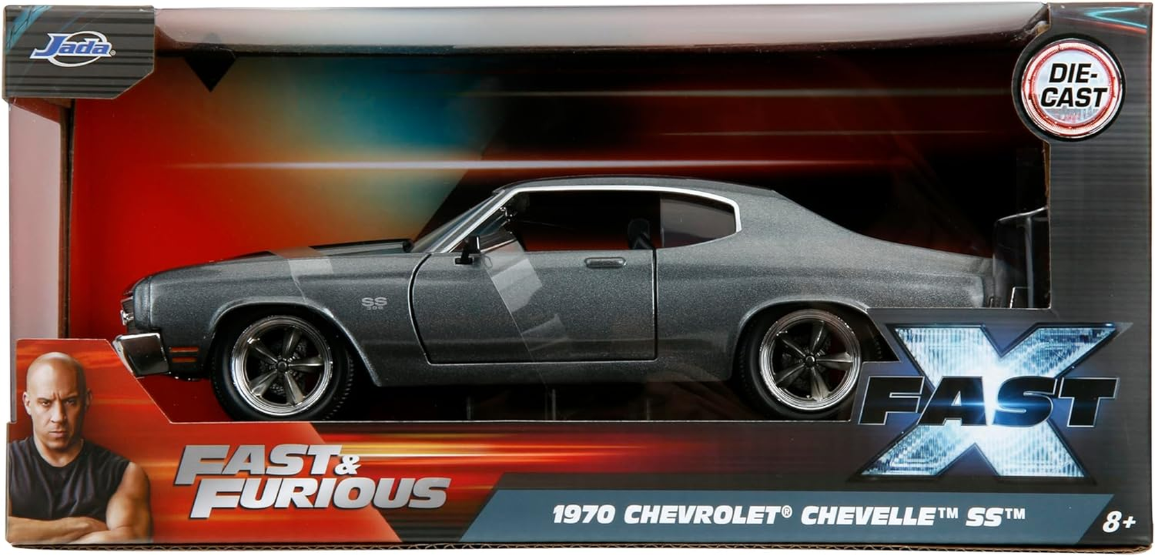 Fast & Furious 1:24 1970 Chevy Chevelle SS Die-Cast Car, Toys for Kids and Adults(Grey) image number 3