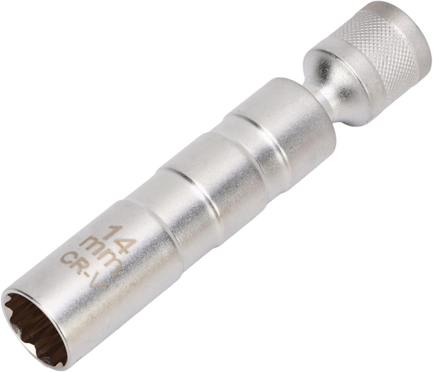 Magnetic Swivel Spark Plug Socket, Chrome Vanadium Alloy Steel 3/8In Drive Wobble Spark Plug Sleeve 14Mm Base for Car image number 3
