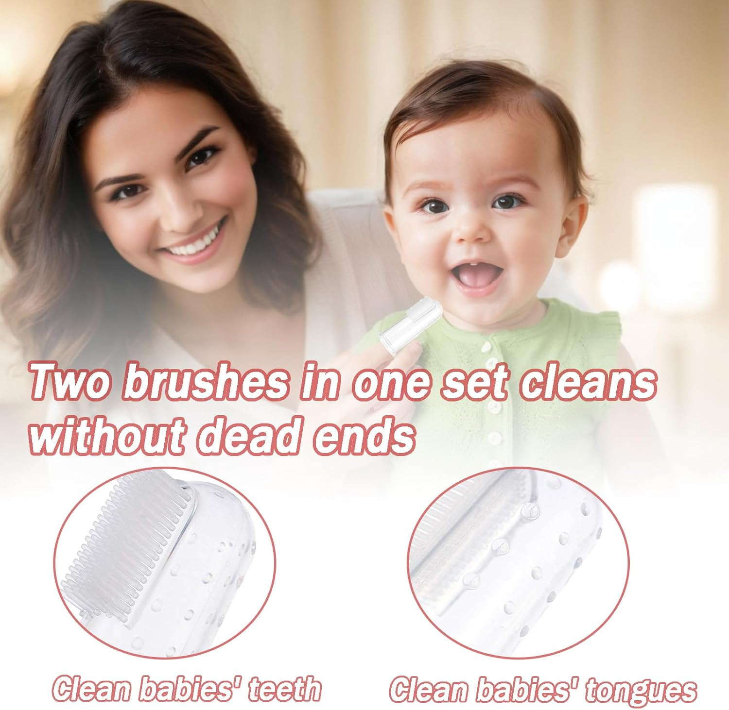 4-Pack Baby Finger Toothbrushes for Teething Training, Silicone Oral Cleaning Brushes with Storage Case - Infant and Toddler Gum Massage Tools image number 5