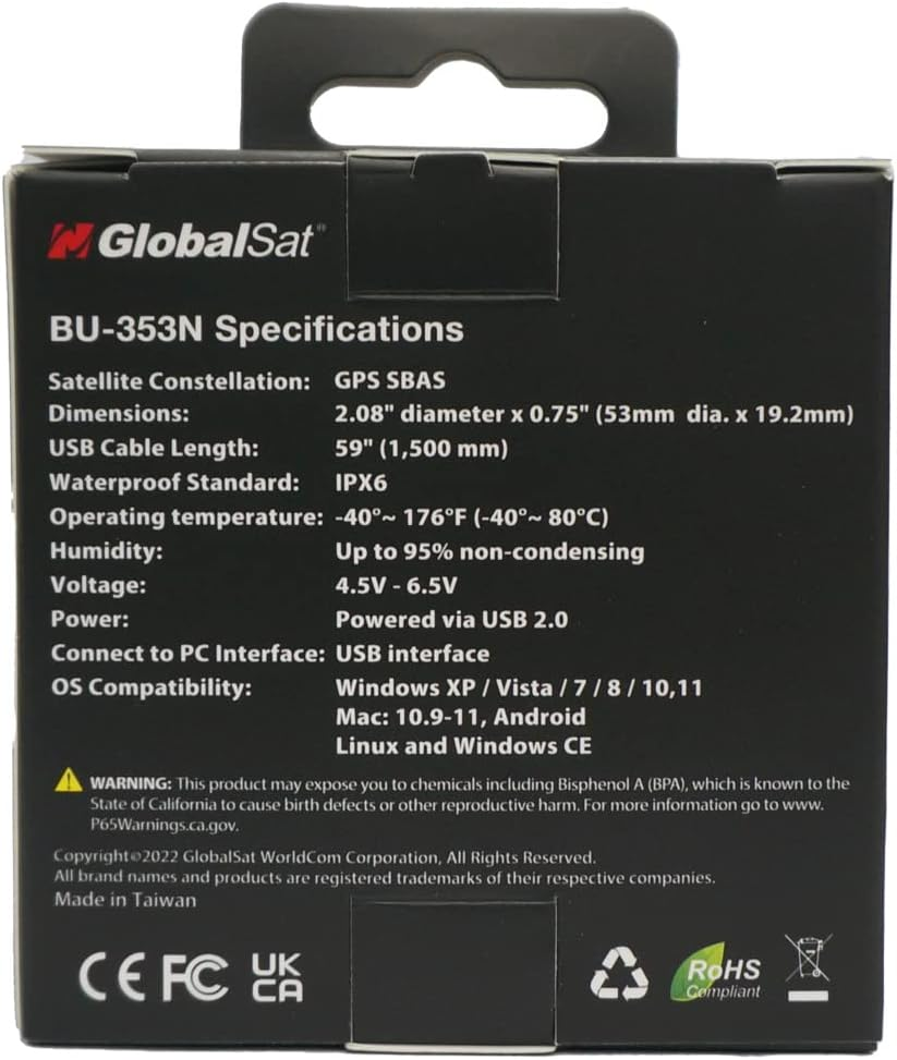 Globalsat BU-353N USB GPS Receiver, Black image number 6