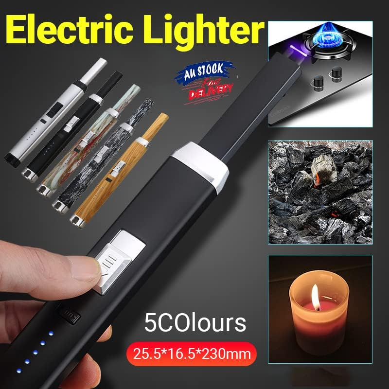 AIMALL USB Rechargeable Electric Arc Candle Lighter, Windproof Flameless Pulse Lighter with Safety Lock, Long Neck for BBQ Camping Stove Kitchen Fireplace Use - Black image number 6