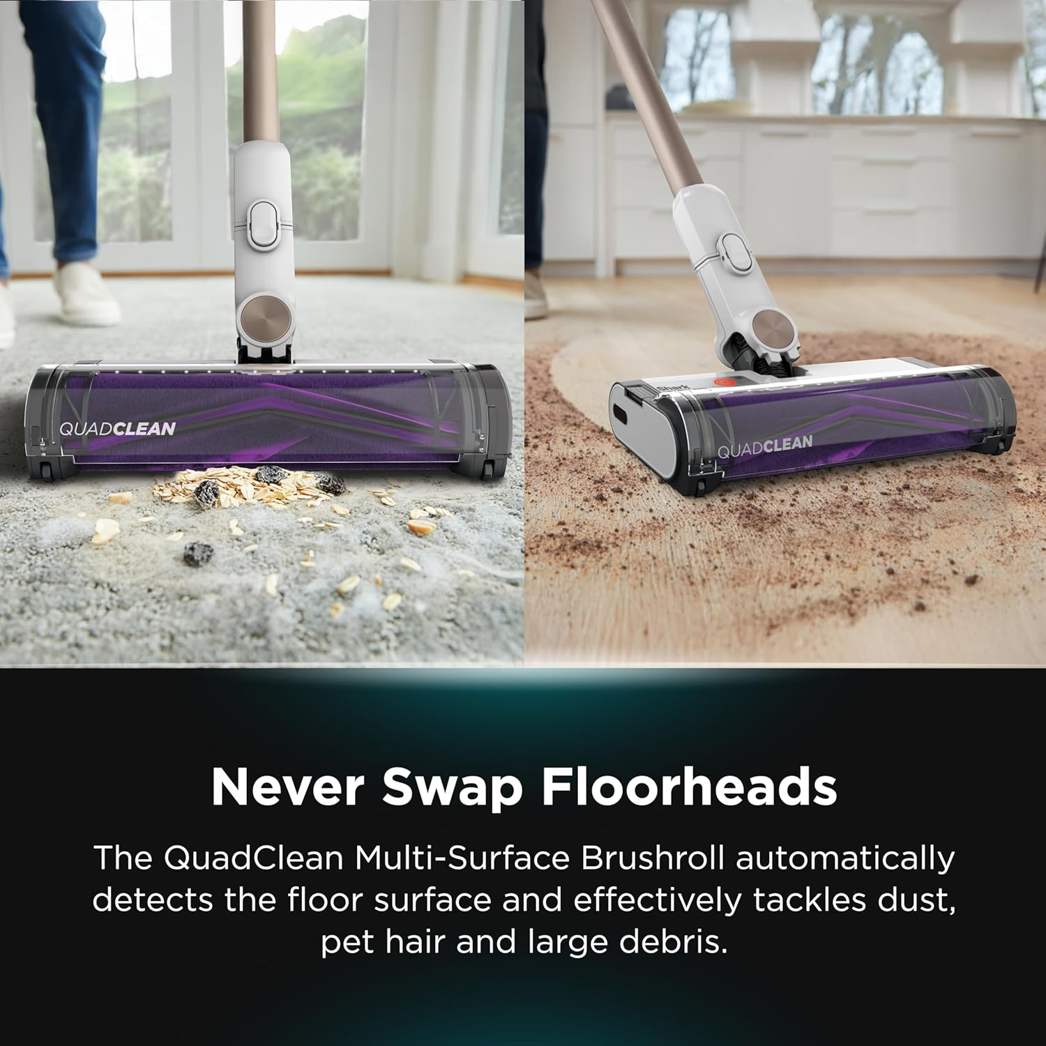 Shark Detect Pro Cordless Vacuum Cleaner with 2L Auto-Empty System, Ultra-Lightweight & Flexible anti Hair Wrap with Pet & Duster-Crevice Tools, 60 Mins Run-Time, Dock, IW3611ANZ, Colour: White/Brass image number 3