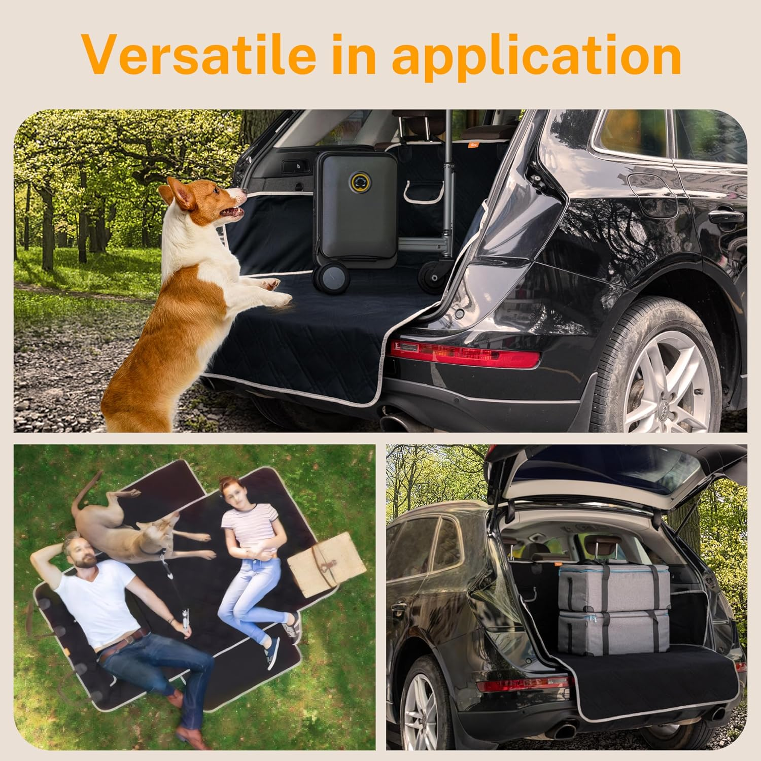 Toozey SUV Cargo Liner for Dogs - Waterproof Dog Trunk Seat Cover for Back Cargo Area, Dog Car Floor Mat with Side and Bumper Protector, Pet Cargo Cover Liner for Suv/Van/Truck, Standard, Black image number 3