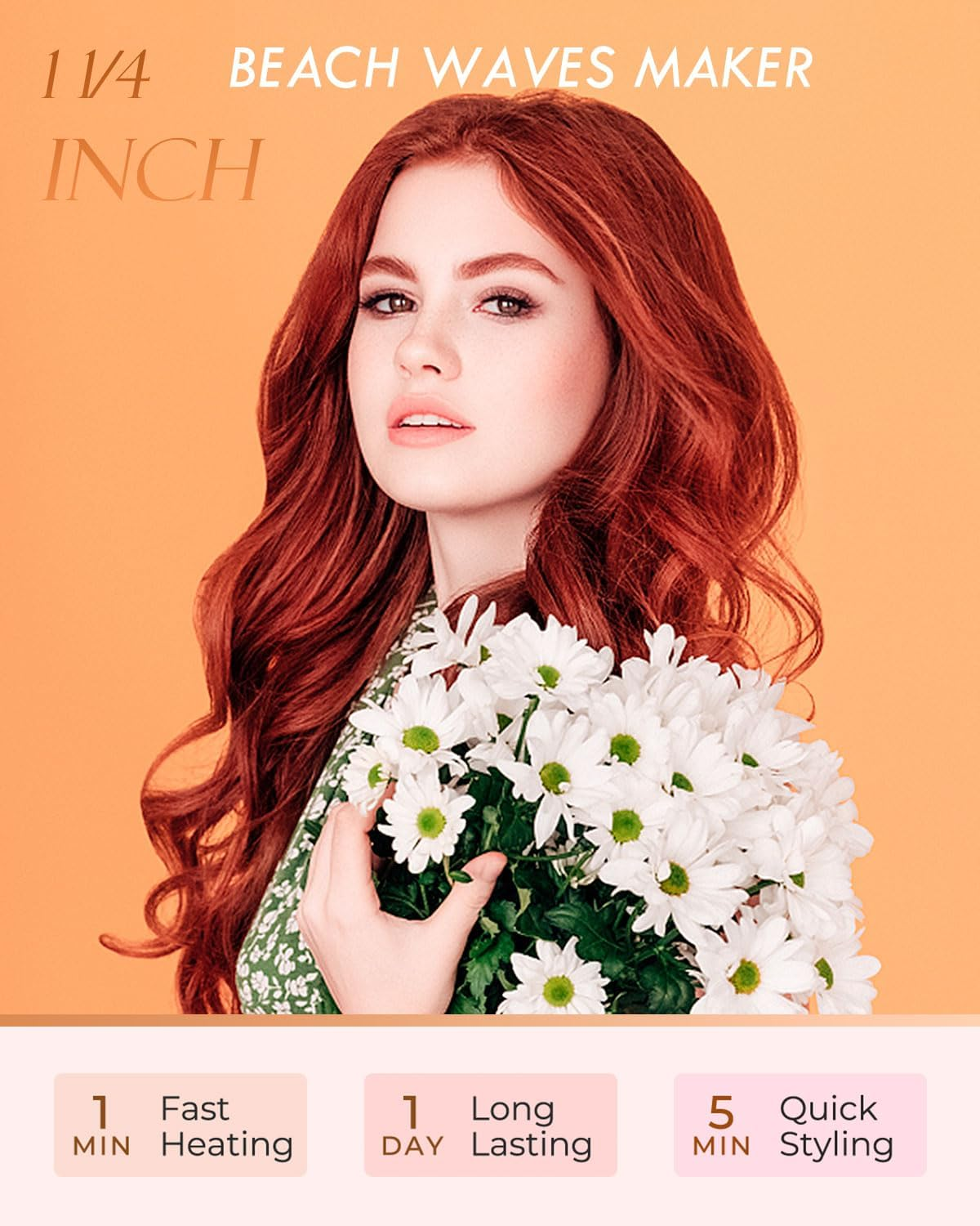 WEEYUM 1 1/4 Inch Curling Iron, Large Barrel Curling Wand for Hair, Ceramic Tourmaline Hair Curling Iron Double Voltage(100-240V)