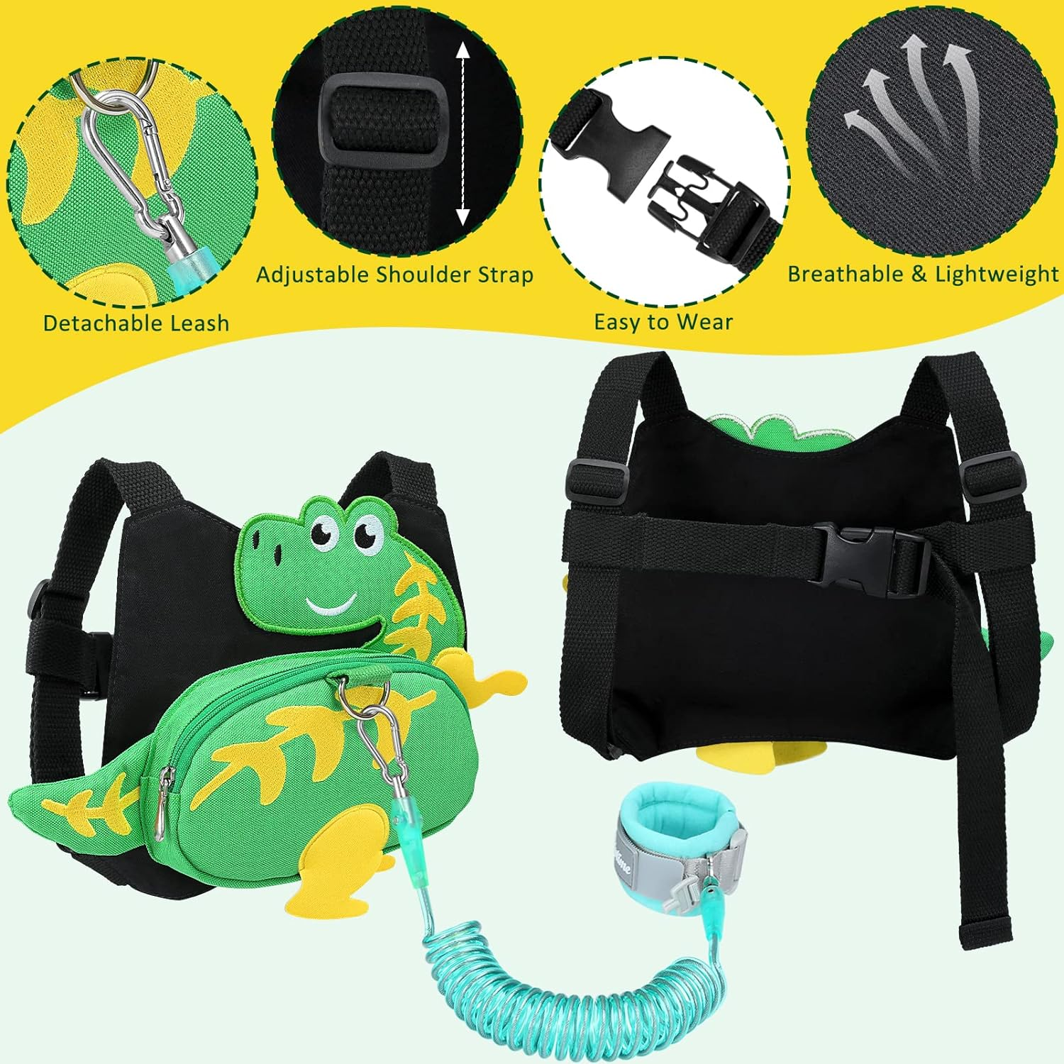 Blisstime 4 in 1 Toddler Harness with Leash & Toddler Wrist Leash, Kids Backpack Leash for Toddlers 1-3, Toddler Leash Toddler Safety Harness with anti Lost Wrist Link image number 1
