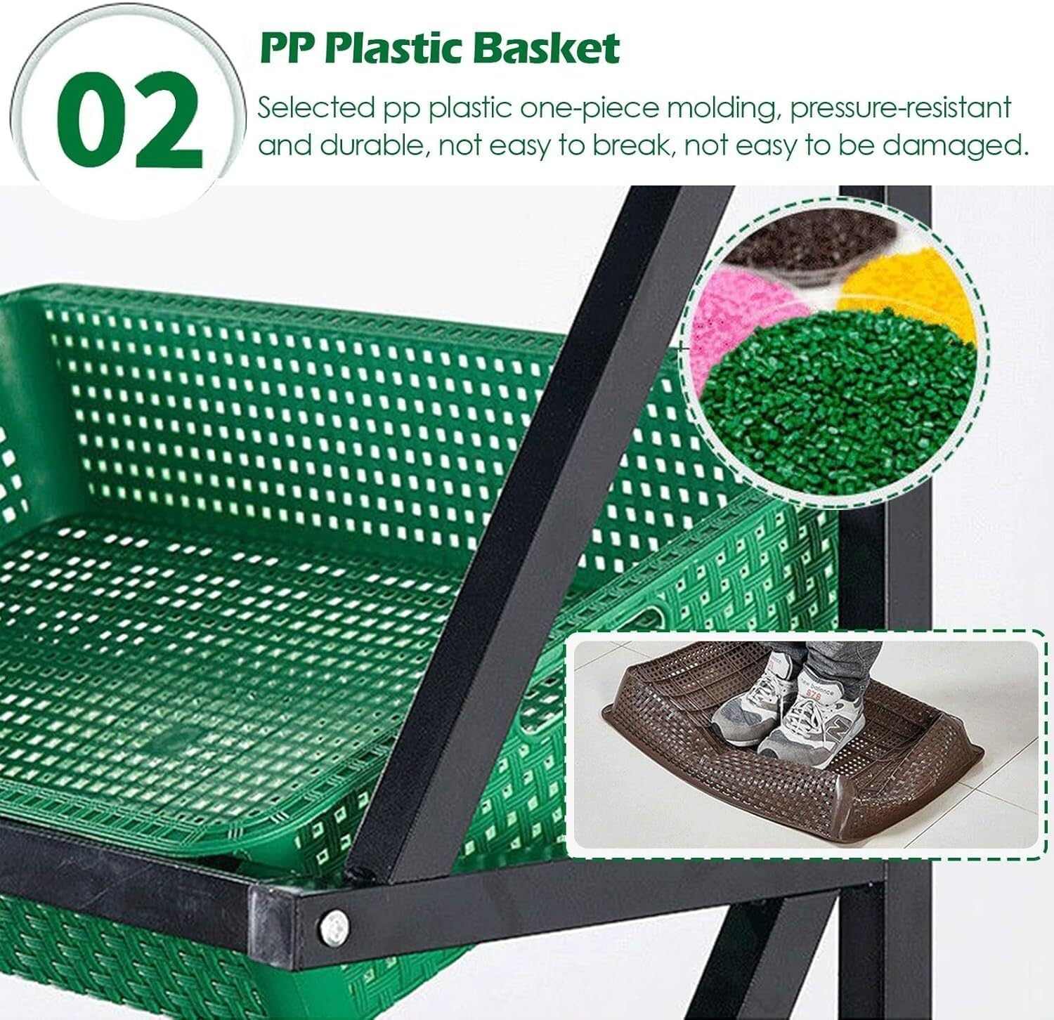 Snack Storage Rack Storage Baskets， Snack Organizer Basket Shelf(Green,120X35X140Cm/47.2X13.8X55.1In) image number 4