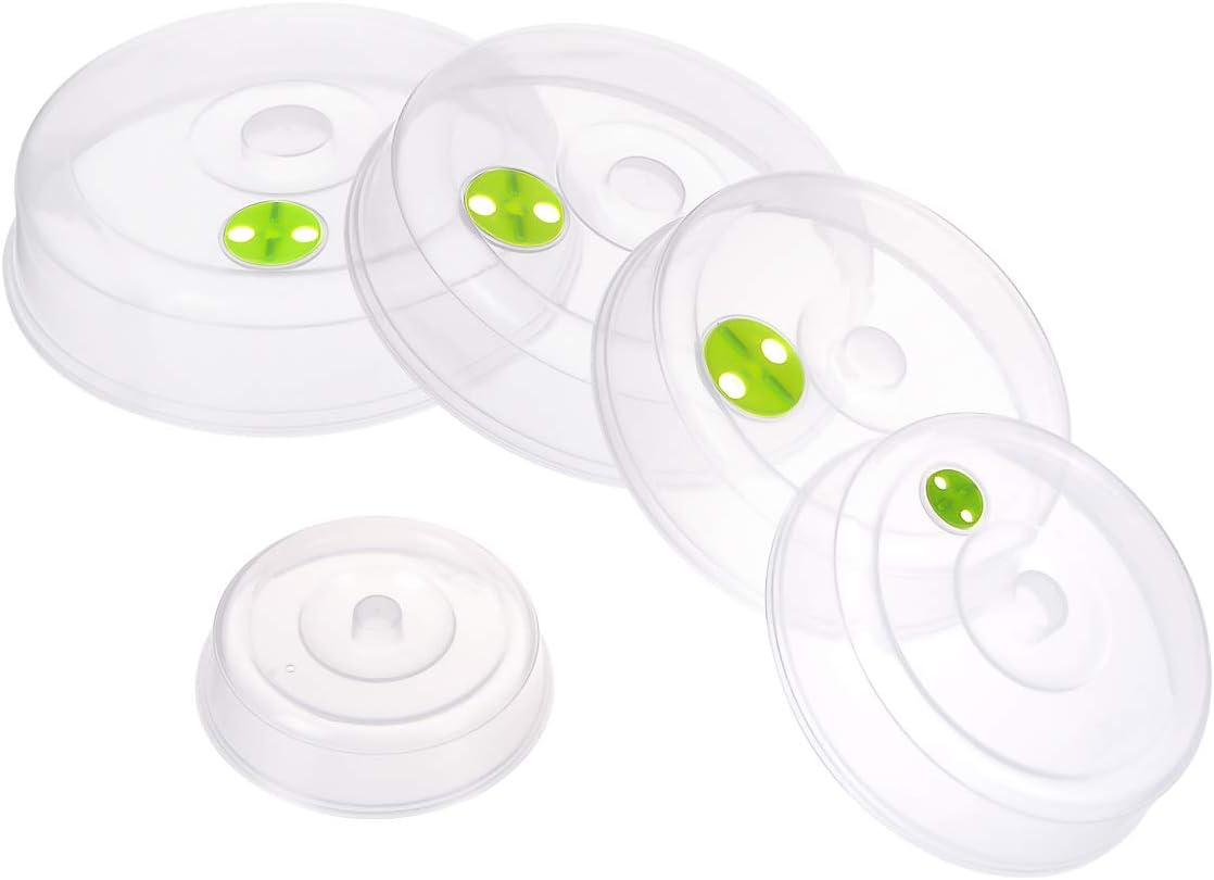 Set of 5 Microwave Plate Covers with Adjustable Steam Vents; Microwave Splatter Covers - Mixed Sizes for Large & Small Food Plates Bowls image number 1