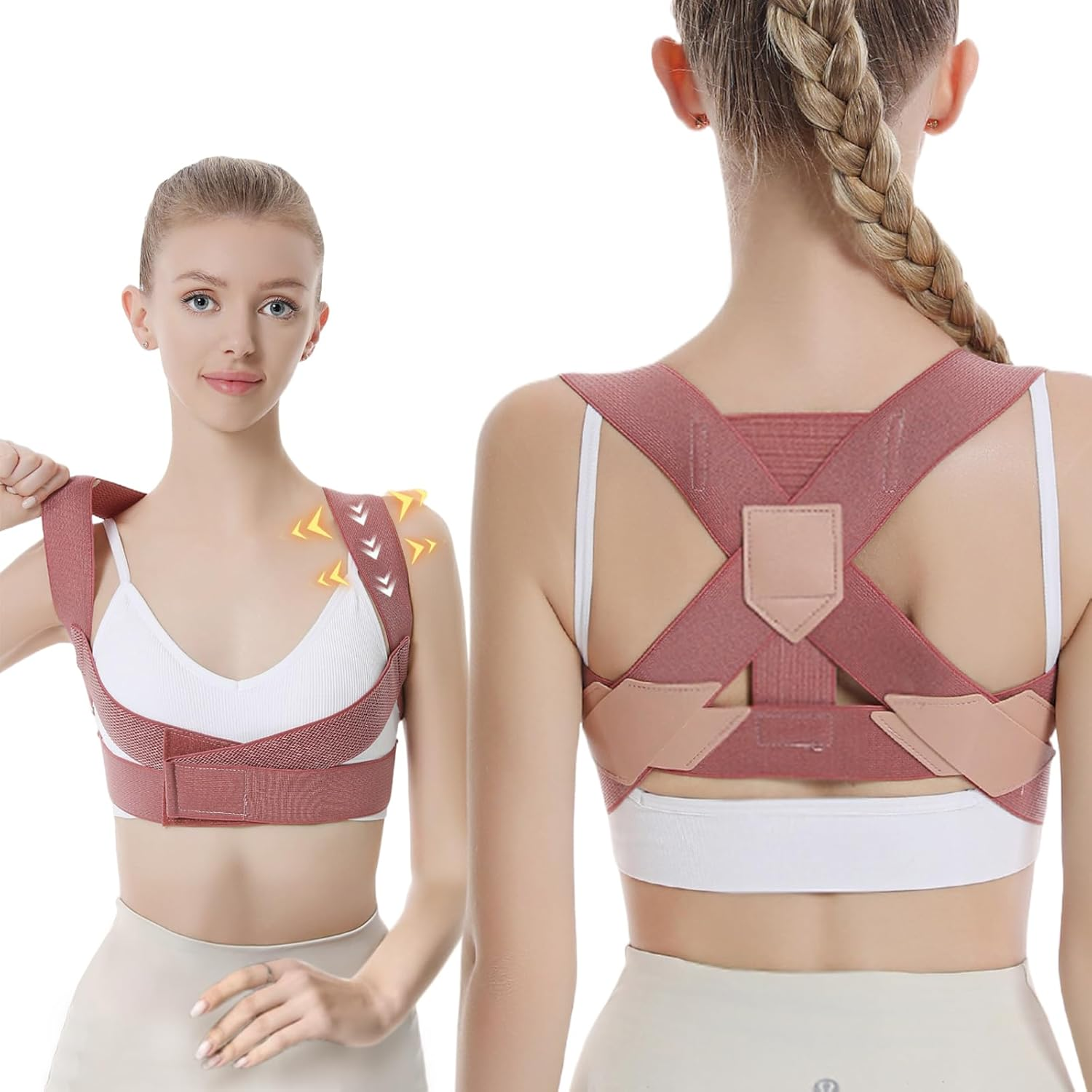 Back Brace for Women,Gather the Chest,Support the Back,Maintain an Upright Posture (Black, L)