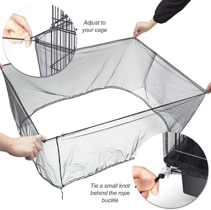 Auswalar 118 Inch XL Bird Cage Netting Seed Catcher Adjustable Bird Cage Skirt Seed Catcher Large Soft Breathable Mesh Bird Seed Catchers for Indoor round Square Cage image number 2