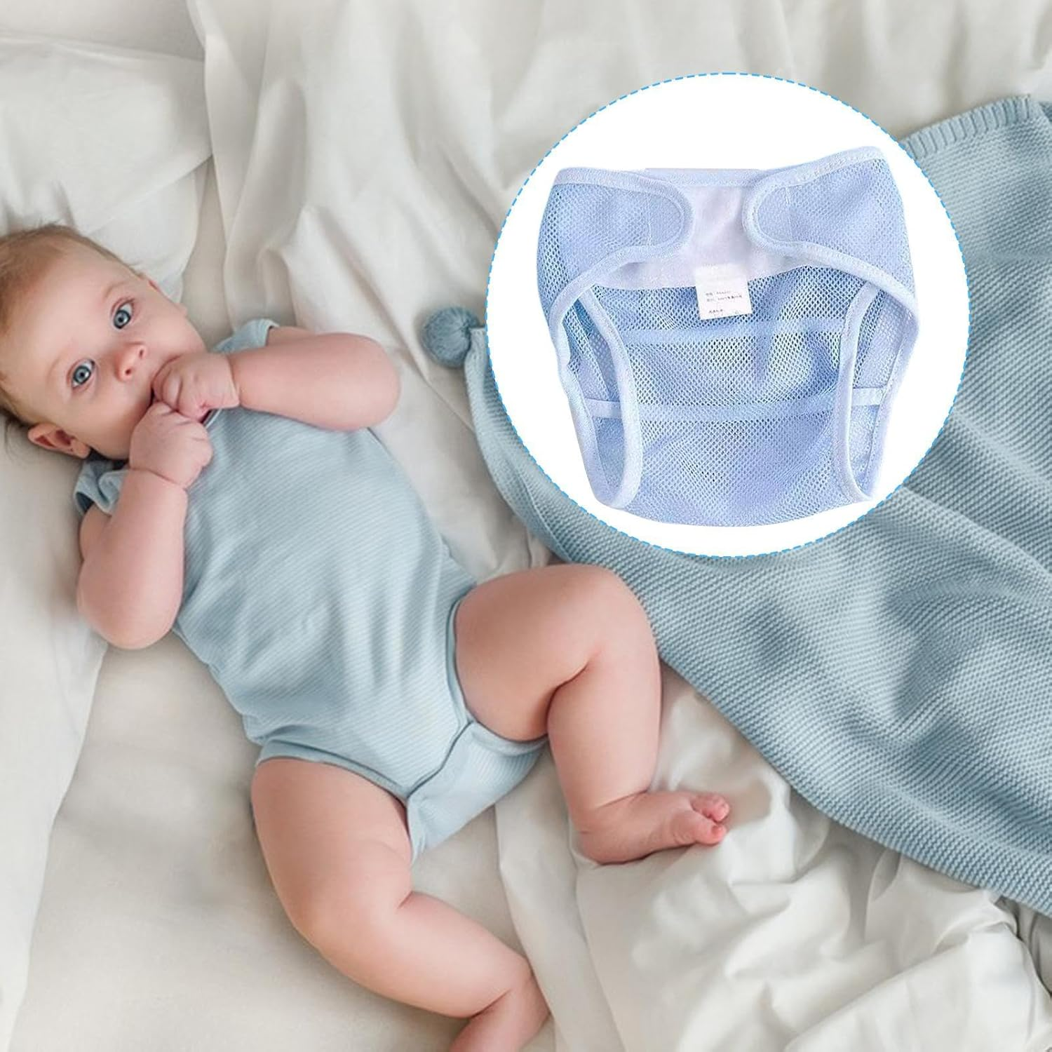 Reusable Cloth Diapers, Pocket Diapers, Breathable Mesh Pants for Sensitive Skin Boys Overnight Travel Daycare, Leak Protection image number 2