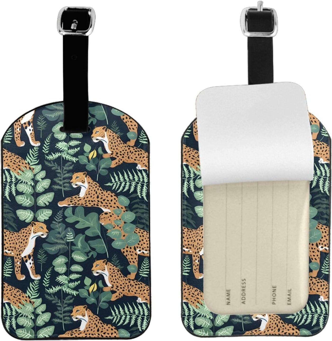 Leopard Print Elegant Tag Stylish Tag Luggage Tag 4.3 X 2.76 Inch for Suitcases Travel Bags image number 1