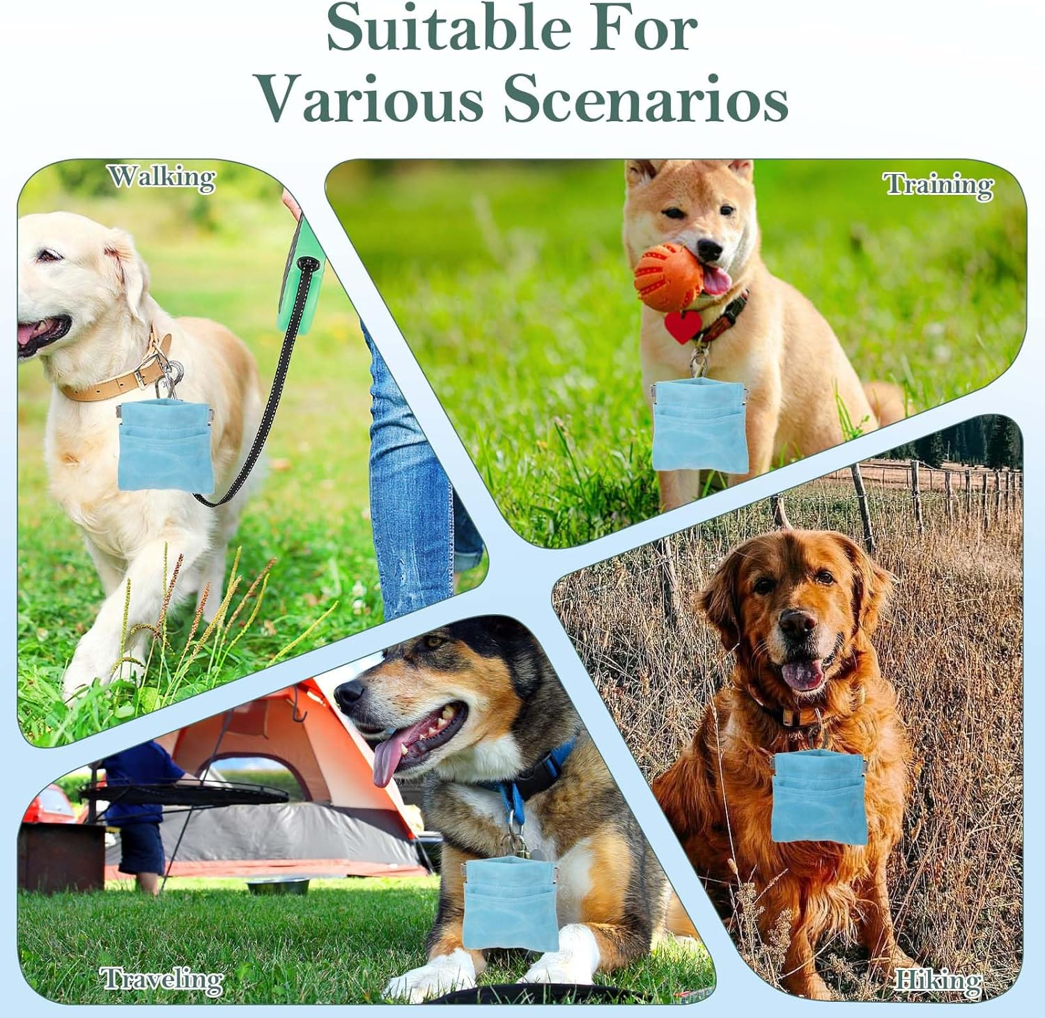 XLIUAX Treat Pouches for Pet Training, Portable Dog Treat Pouch, Hand Free Dog Training Treats Bag with Magnetic Buckle, Auto Closing Dogs Walking Bag for Pet Puppy Travel Feed Snack Outdoor Use image number 3