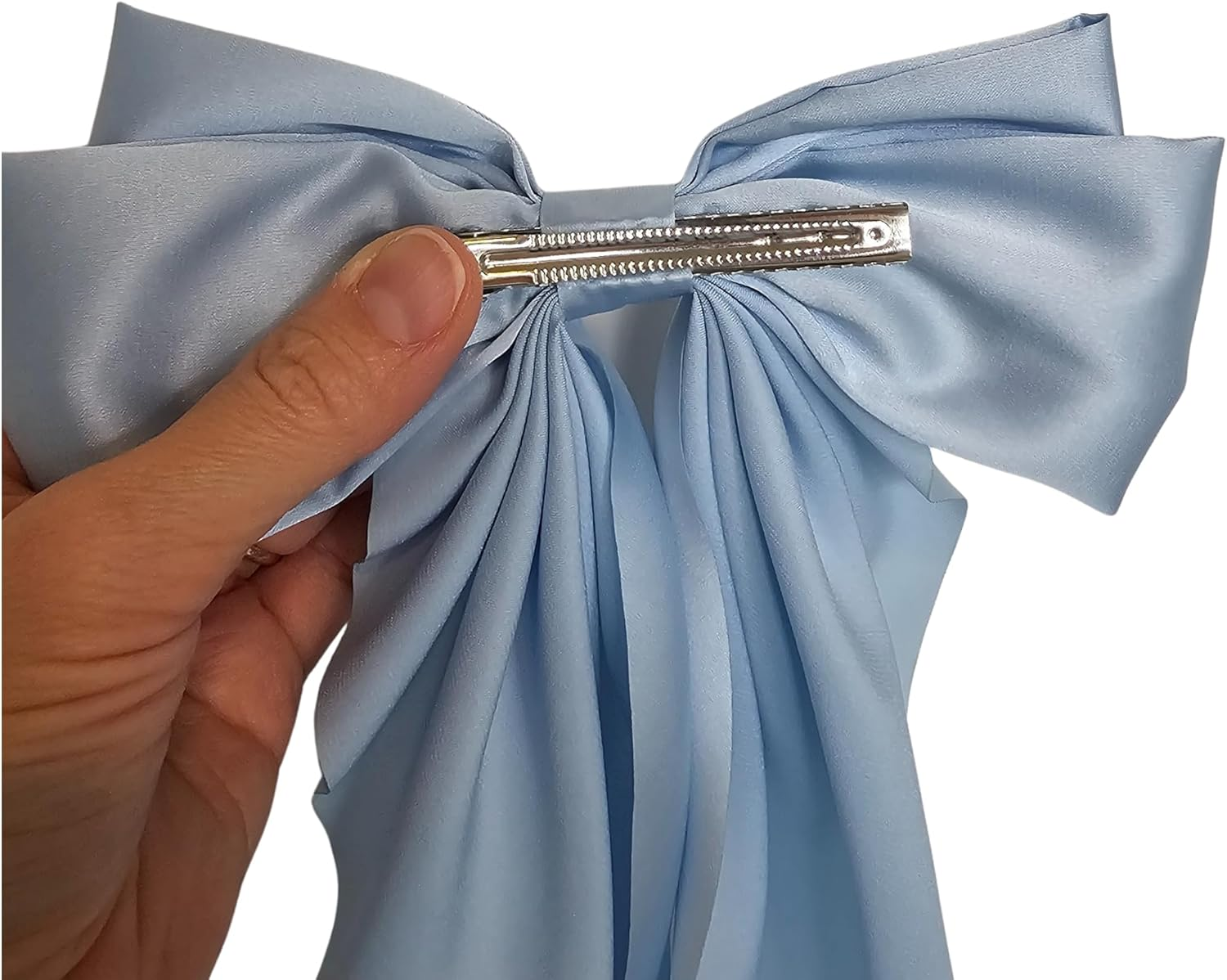 Silky Satin Hair Clips with Long Ribbon Big Bows Long Satin Bows with Ponytail Big Silky Bow for Girls Ponytail Accessories Wedding Hair Accessories for Women and Girls image number 2