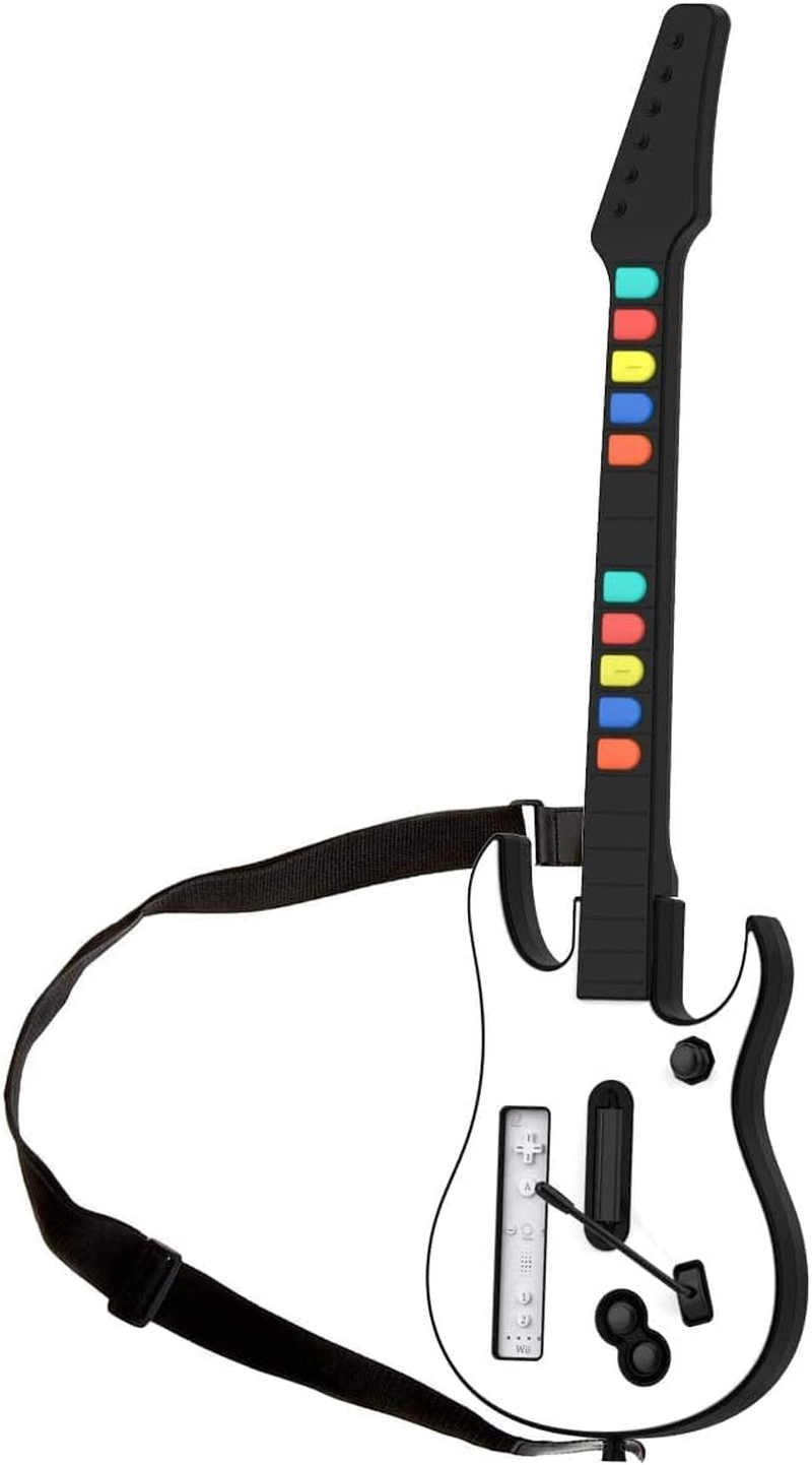 Wii Guitar Hero for Wii Controller Wireless Compatible with Guitar Hero Wii Rock Band 2 Games Guitar Hero World Tour Bundle (White Color )