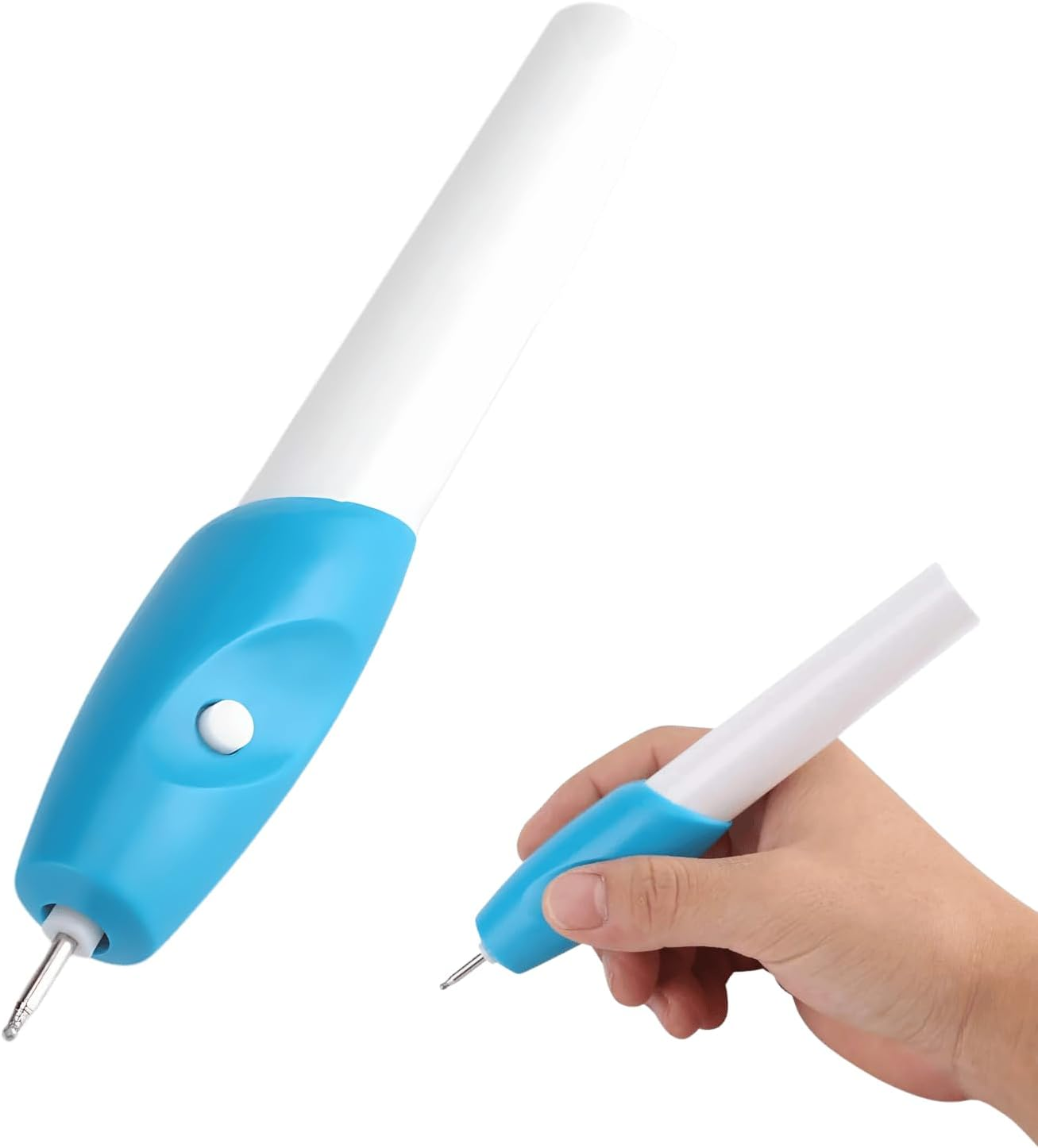 EZONEDEAL Cordless Electric Precision Etching Engraving Carving Engraved Pen Graver Engrave Pen Engraver Tool Simple and Sophisticated Design-White + Blue image number 5