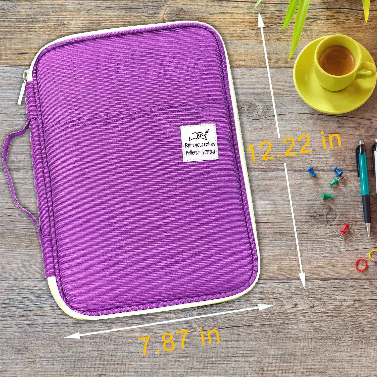 YOUSHARES 96 Slots Colored Pencil Case, Large Capacity Pencil Holder Pen Organizer Bag with Zipper for Prismacolor Watercolor Coloring Pencils, Gel Pens & Markers for Student & Artist (Purple) image number 5