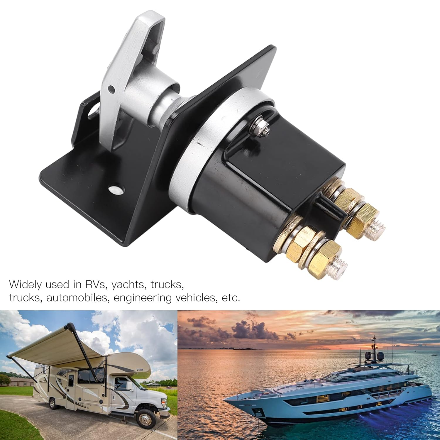 Battery Switch Disconnect Isolator Battery Power Cutoff Master Switch with Lockout Plate 12V 500A for Marine, Boat, Car, Auto, RV, Vehicle, On/Off, Waterproof image number 5