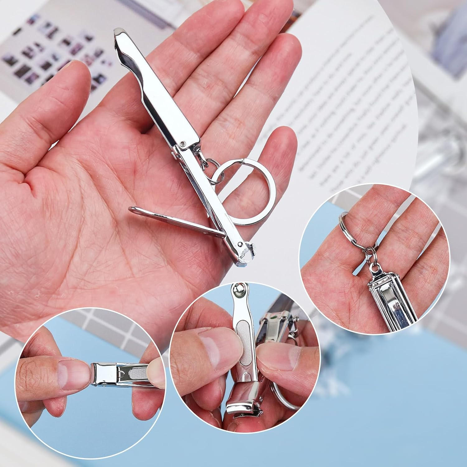 Individually Wrapped Nail Clippers Stainless Steel Fingernail Clippers Bulk, Sturdy Toenail Clippers Thick Straight Nail Tip Cutter Trimmers with Key Ring for Homeless/Men and Women/Hotel (50 Pack) image number 4