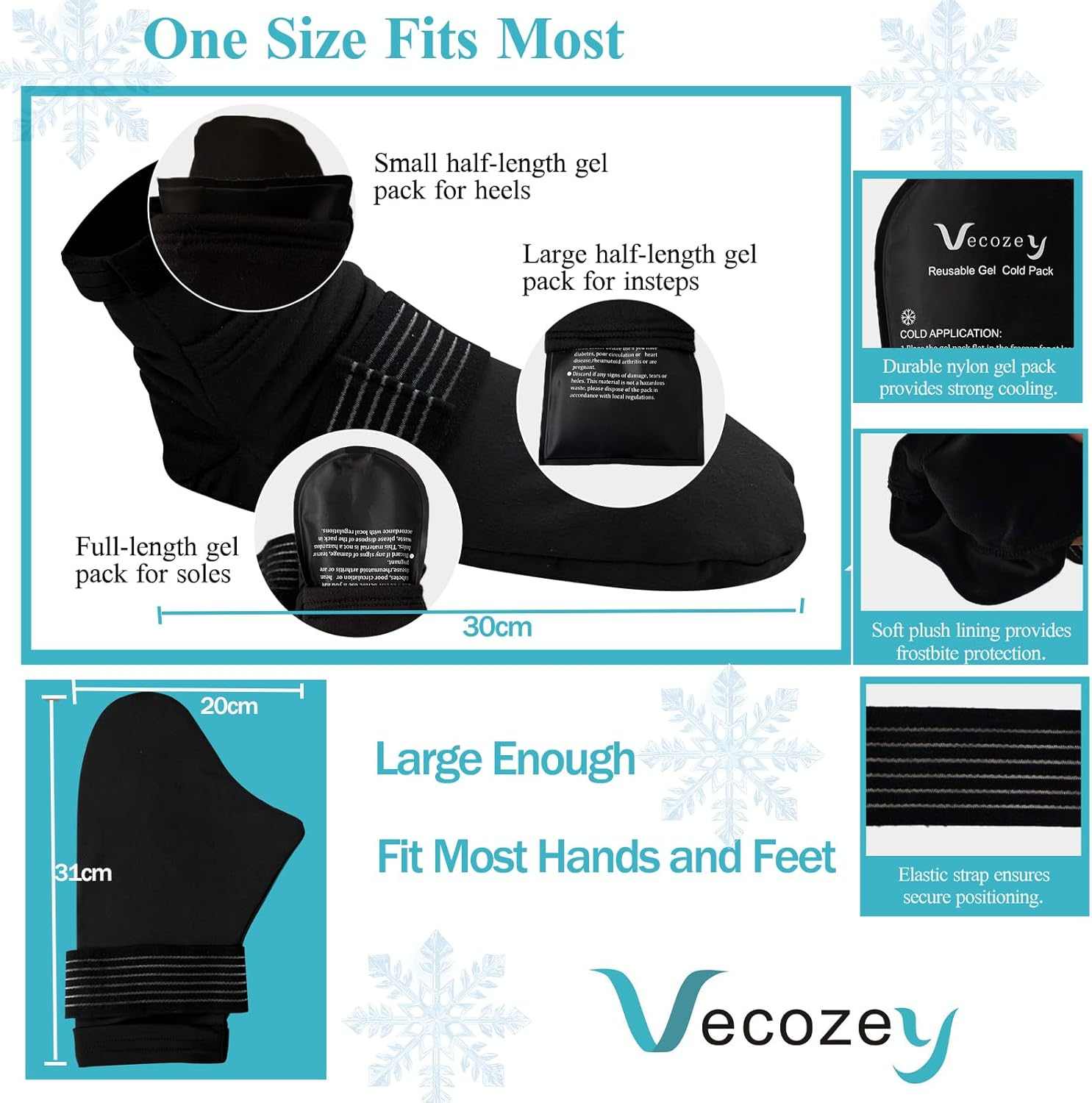 Vecozey Chemotherapy Neuropathy Relief Cold Gloves & Socks Set, Cold Therapy Kit for Hand and Foot Pain, Reusable Gel Ice Packs, Post-Chemo Care Must Haves image number 3