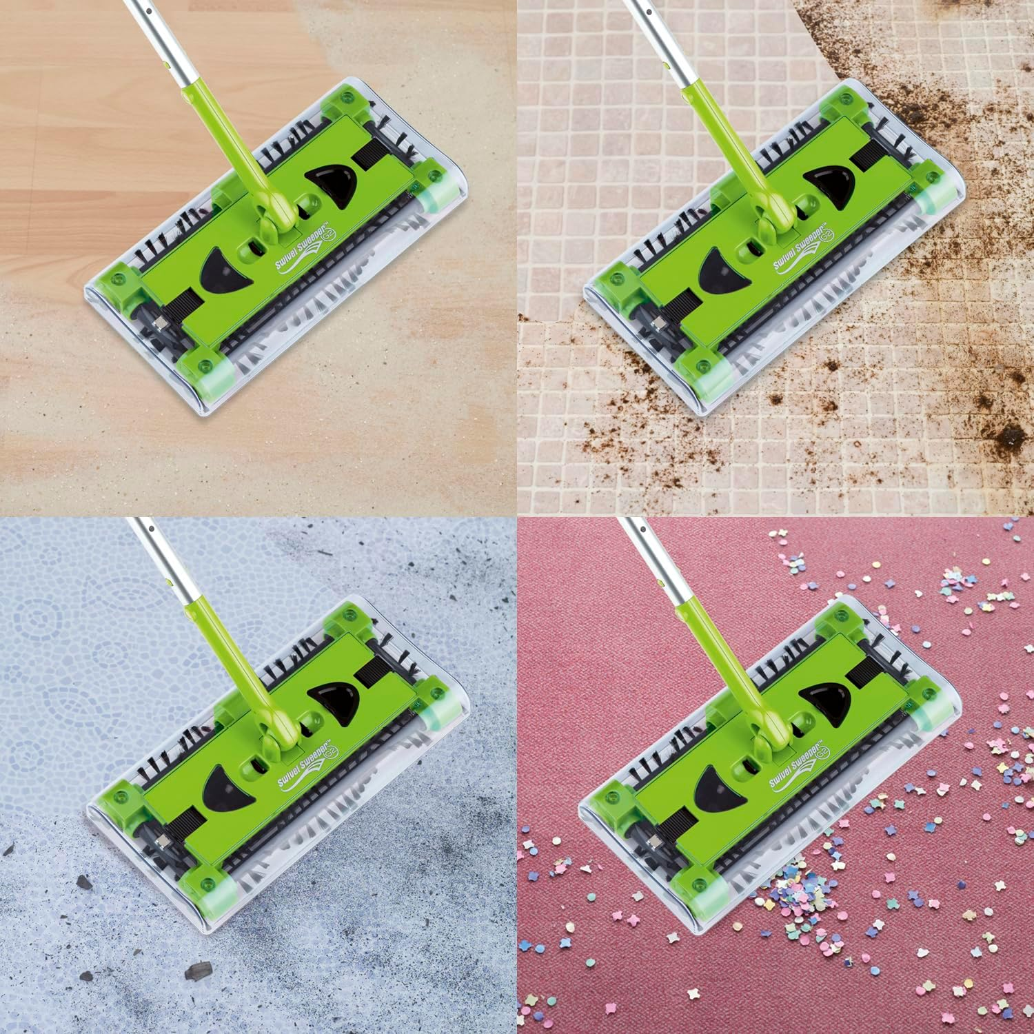 Swivel Sweeper Cordless Broom - Easy Crumb Pickup - Wireless, Bagless & Rechargeable - Floor Brush with Back-Friendly Articulated Joint and 360&deg; Rotation - Maximum Flexibility - Effortless Cleaning - Lime Green image number 5