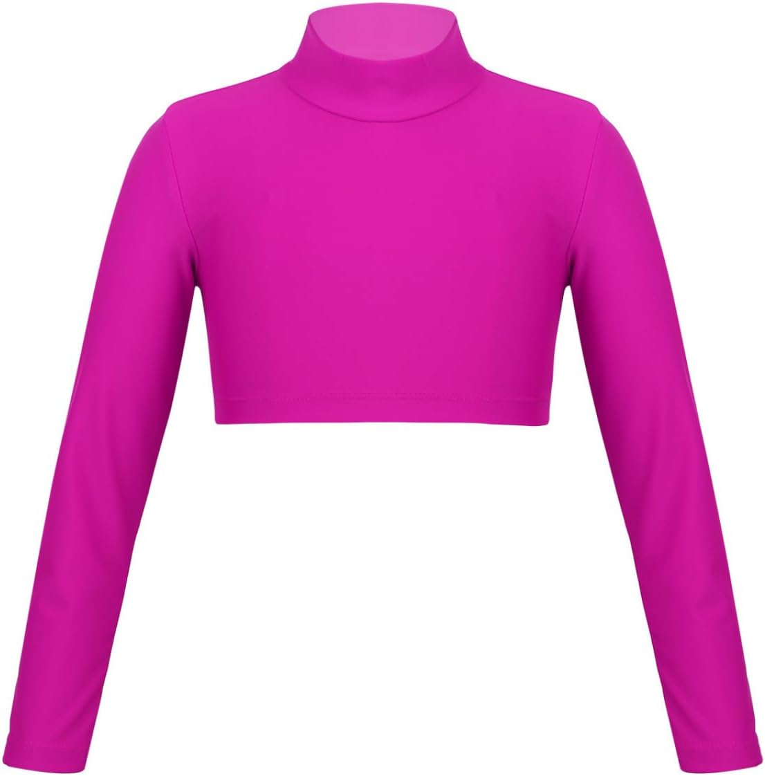 Sxiwei Kids Girls Long Sleeve Mock Neck Ballet Dance Gymnastic Crop Top Dancewear image number 2