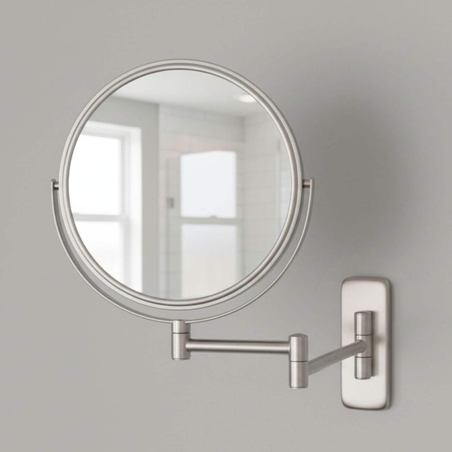 Jerdon JP7506N 8" Diameter Wall Mount Mirror, Nickel - Chrome image number 3