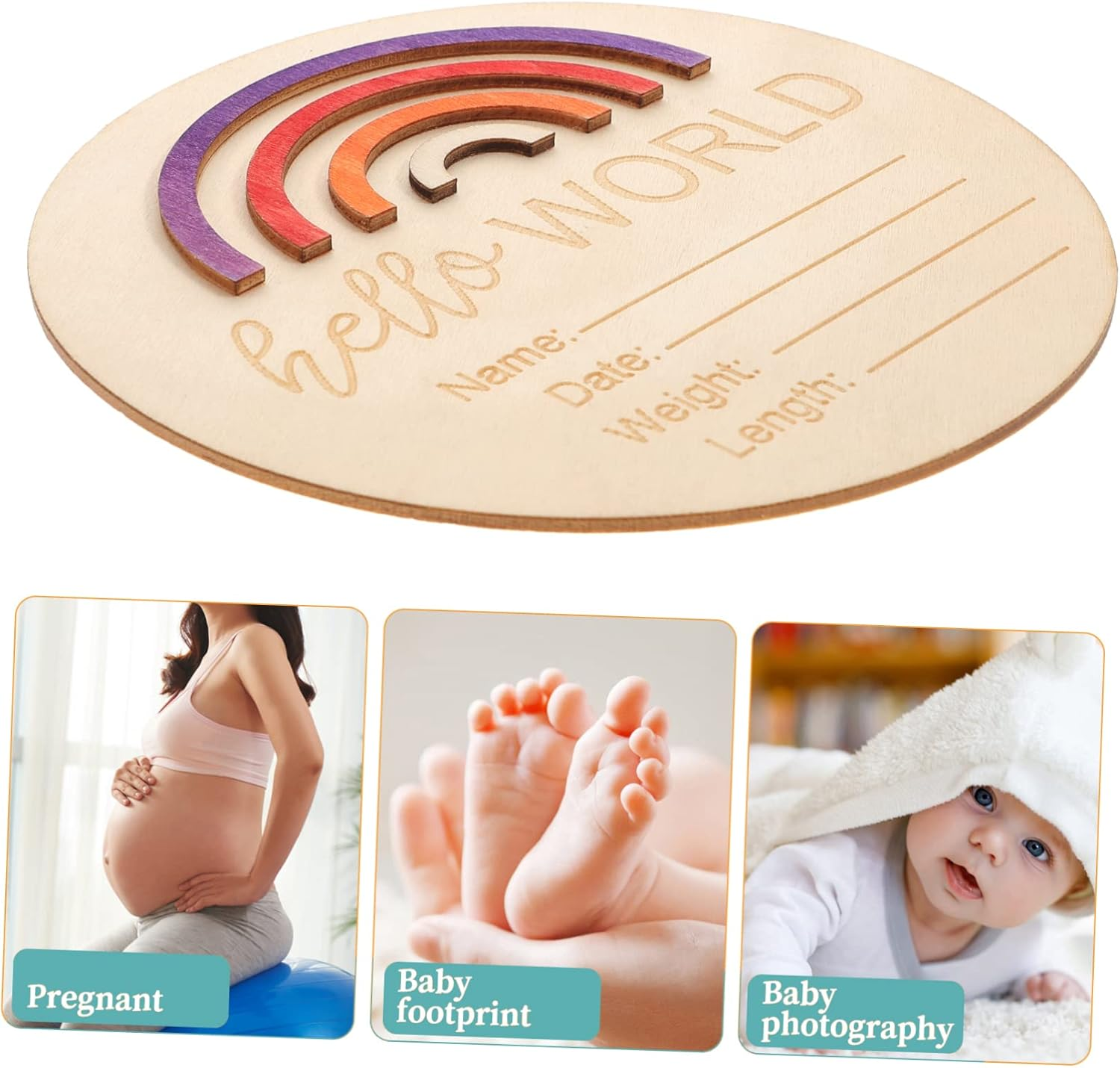 Milestone Sign Wooden Monthly Cards for Newborn Announcement Natural Wood Milestone Discs for Girl Boy Photography Durable Safe Design image number 5