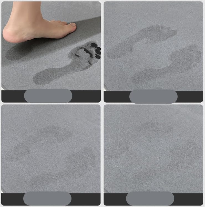 Stone Bath Mat, Diatomaceous Earth Non-Slip Shower Mat, Quick Drying Diatomite Bath Stone Mat for Bathroom Floor -Super Absorbent, Natural, Easy to Clean (30X40X0.9 Cm,Grey) - Grey image number 6