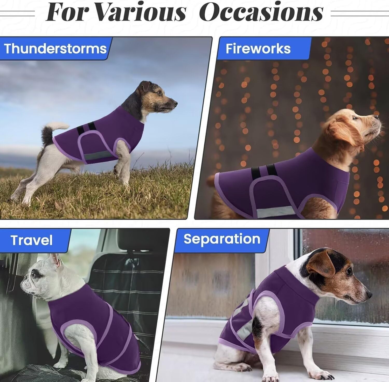 Iecoii Calm Vest for Dogs Small,Adjustable Dog Anxiety Jackets with Reflective Stripe,Soft Dog'S Calming Coat Wrap,Anxiety Vest for Small Dogs,Doggy Calmingvest,Calming Jacket for Smalldog,Purple,S