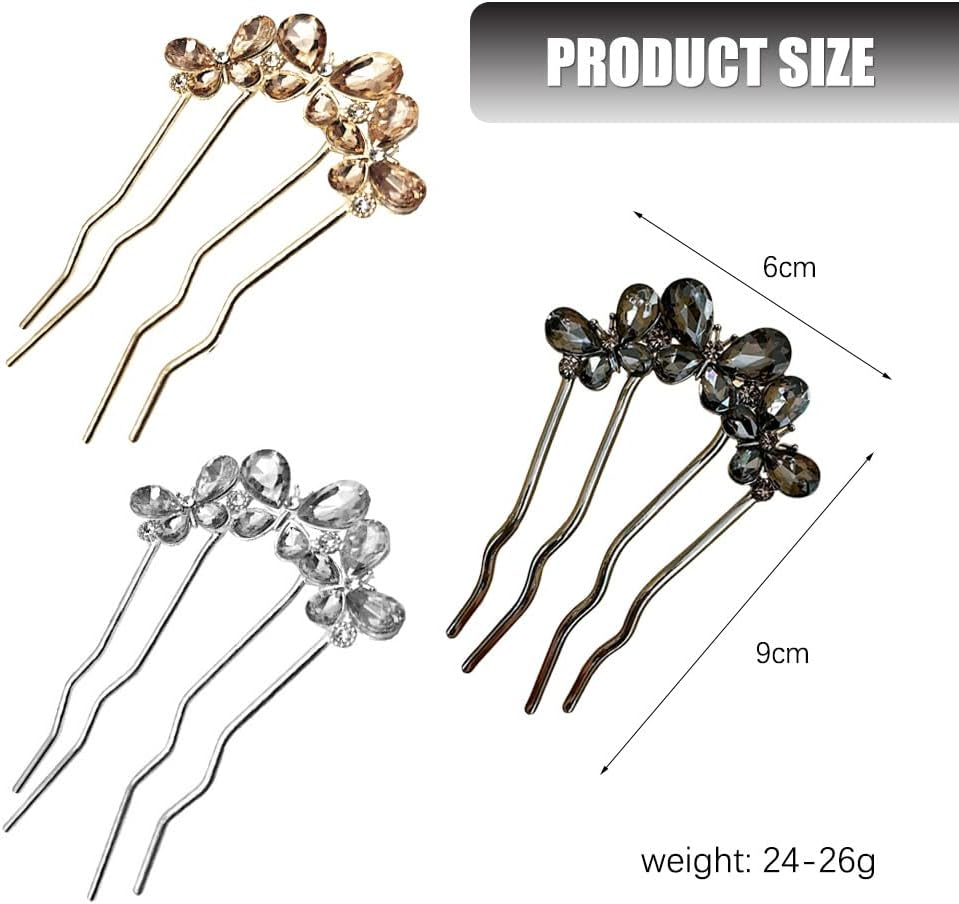 XFSRG French Twist Hair Pin Crystal Hair Pins Beads for Elegant Hair Styling and Wedding Hairstyles image number 4