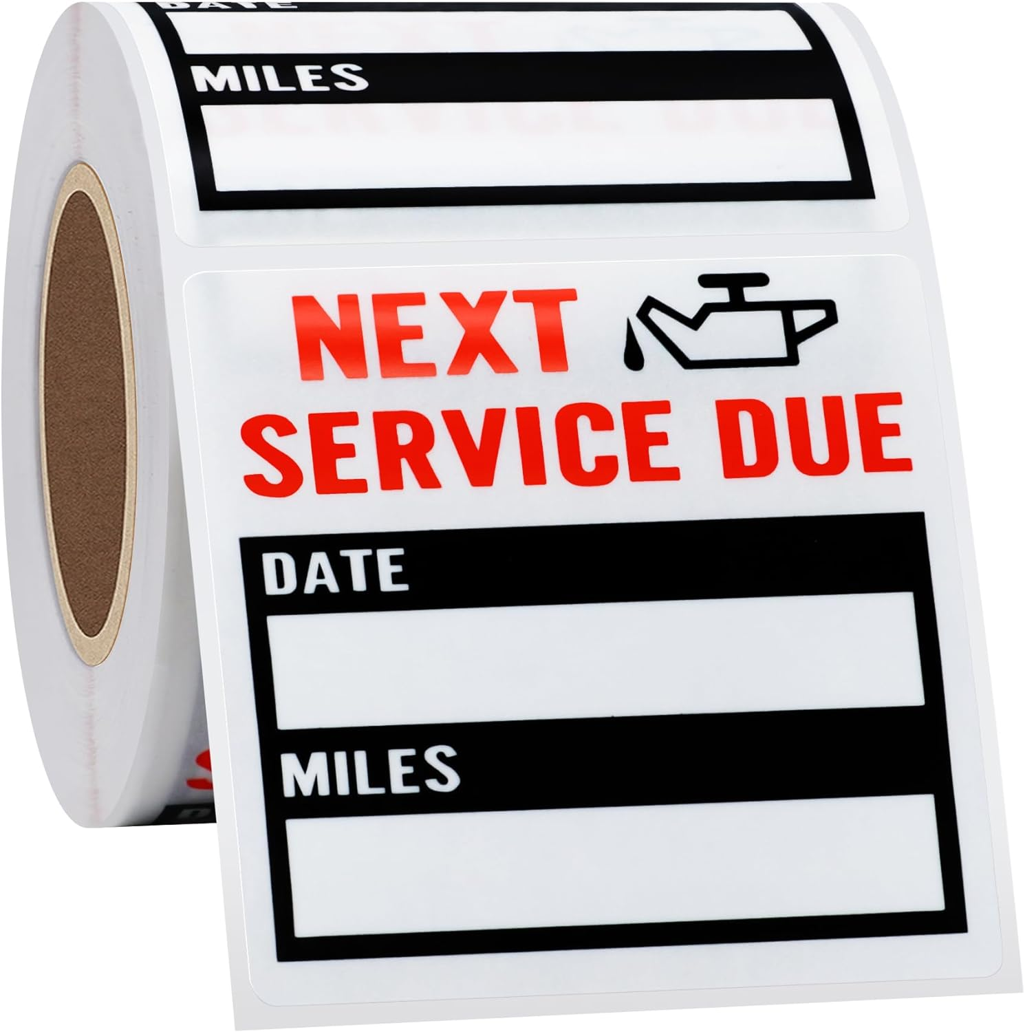 Hybsk 200Pcs Service Stickers Transparent Car Oil Change/Service Reminder Stickers 2X2 Inch Waterproof Clear PET Oil Change Stickers (Black) - Clear, Black image number 3