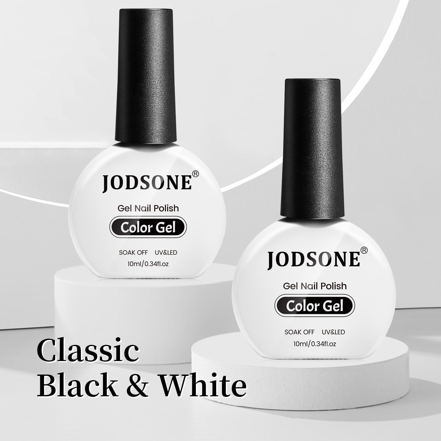 JODSONE 2Pcs Nail Polish Set 10Ml Black and White Gel Polish，Soak off LED U V Nail Gel Manicure All Seasons Polish Nail image number 2
