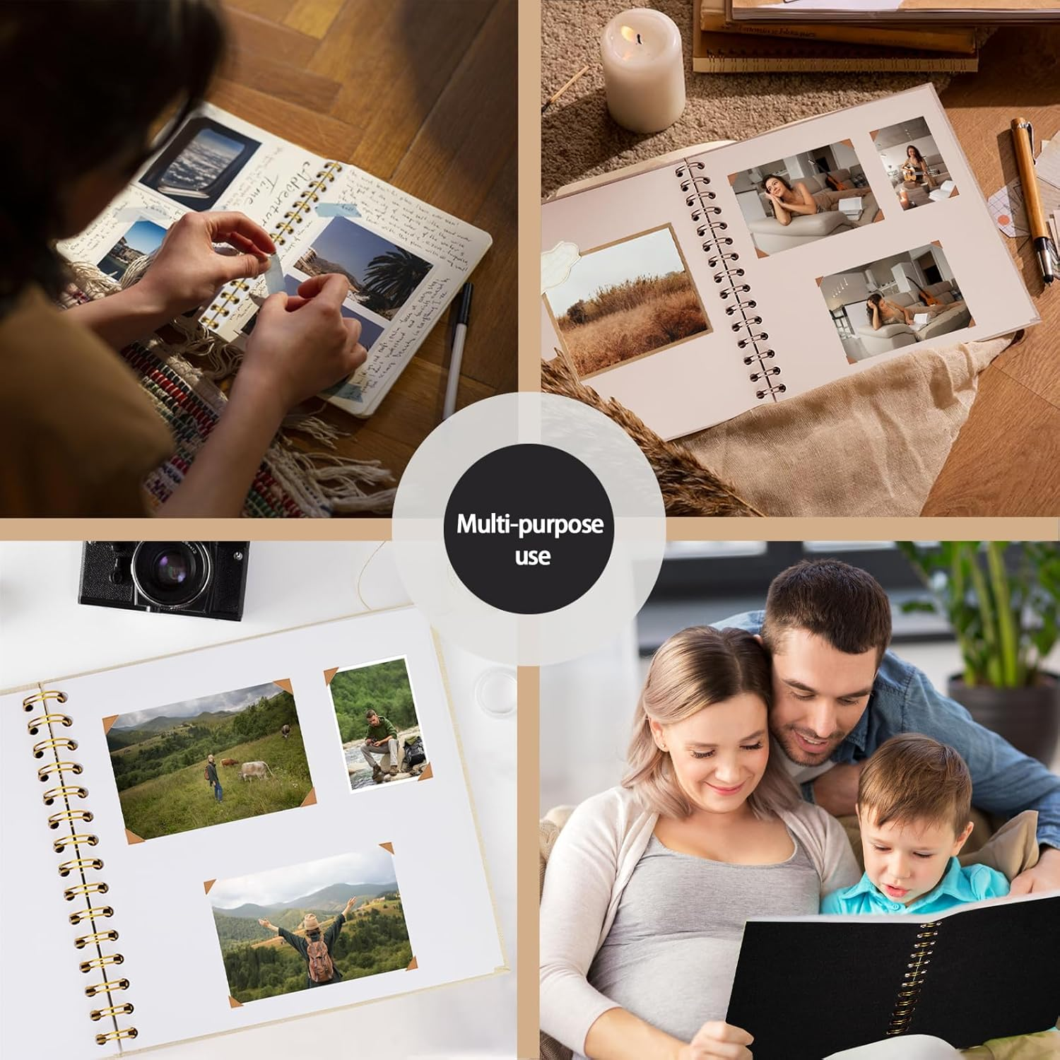 Small Scrapbook 7X7 Inch, Linen Photo Album Mini Scrap Book, Kraft White Pages Memory Book for Wedding, Baby, Family, Graduation, Travel, Dog, Vacation image number 7