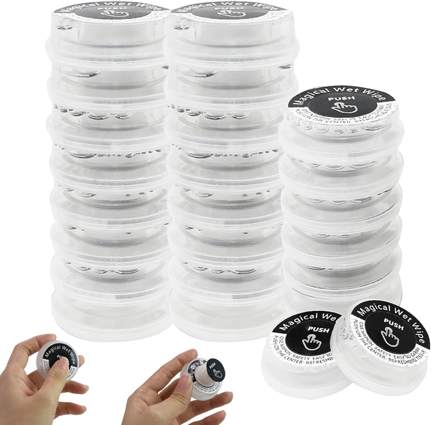 Hand Wipes Travel Size Portable Hand Pop Hand Wipes Non-Stimulating Personal Cleansing Wipe with Built-In Liquid Magical Wet Wipes for Baby Adults 50Pcs image number 6