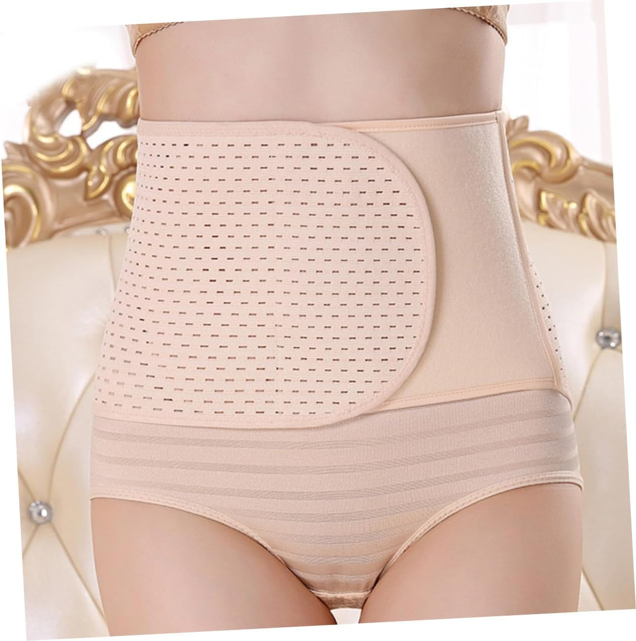 2Pcs Professional Postpartum Maternity Belly Bands Beige Lightweight Abdominal Binders for Waist Support Pelvic and Post Surgery Stability for Mothers image number 2