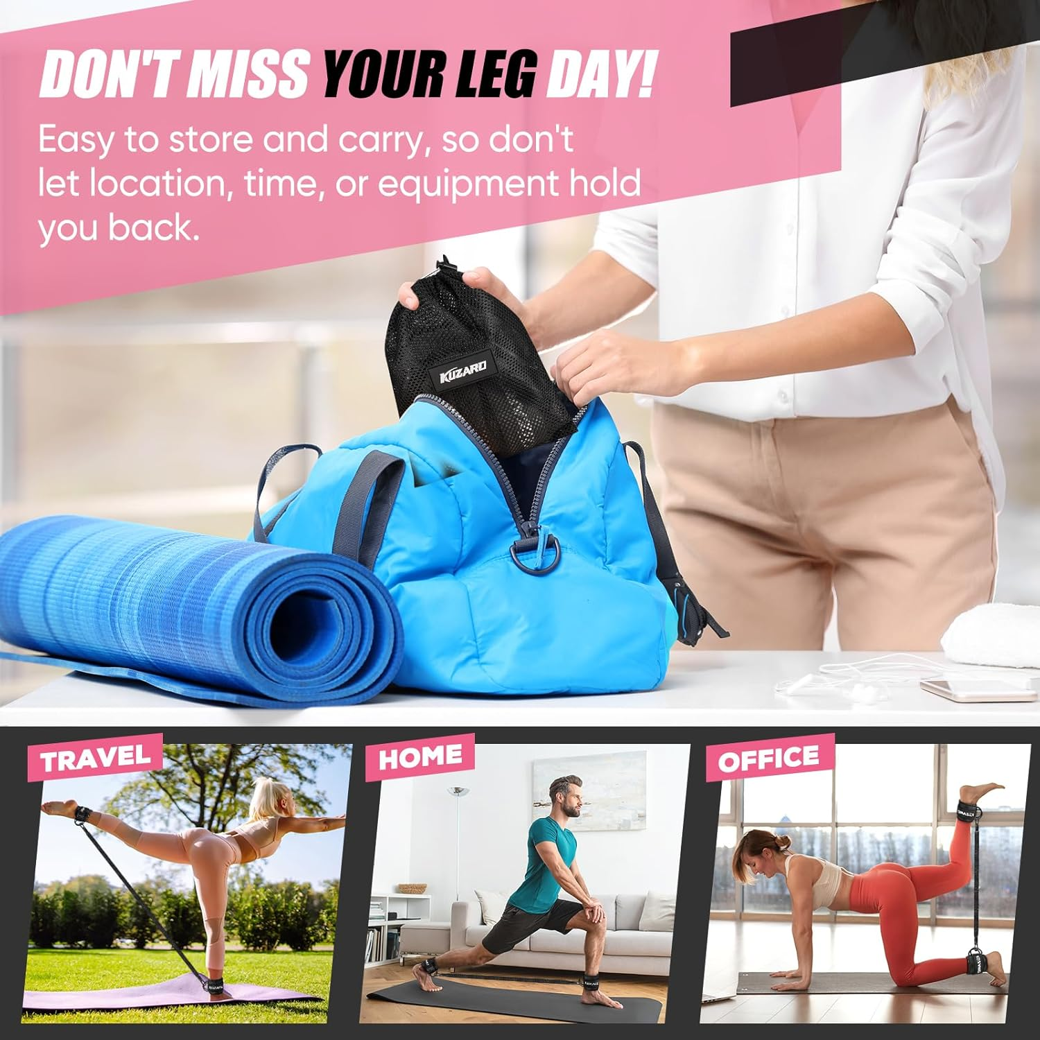 Resistance Bands Set with Ankle Straps, Glutes Workout Equipment, Ankle Bands for Working Out, Butt Exercise Equipment for Women Legs and Glutes - Perfect for Home Workouts and Fitness Training