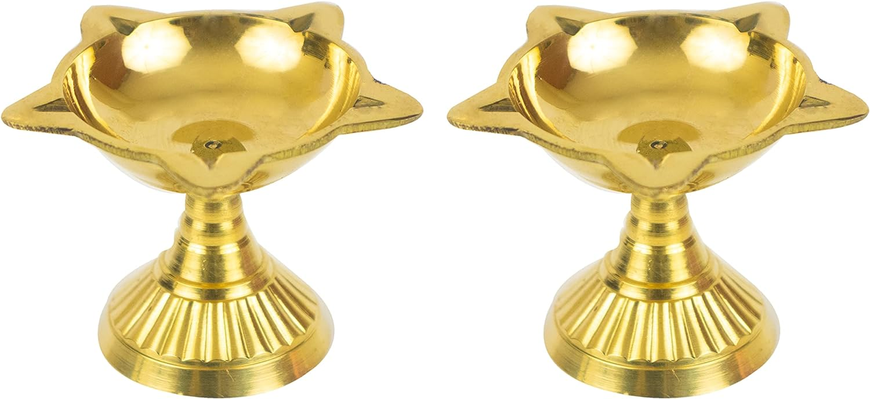 Traditional Brass Diya for Puja | Pooja Aarti | Arti Deepak Deepam Oil Lamp for Home Temple Puja Articles Decor Gifts -FSDK-M- (2) image number 1