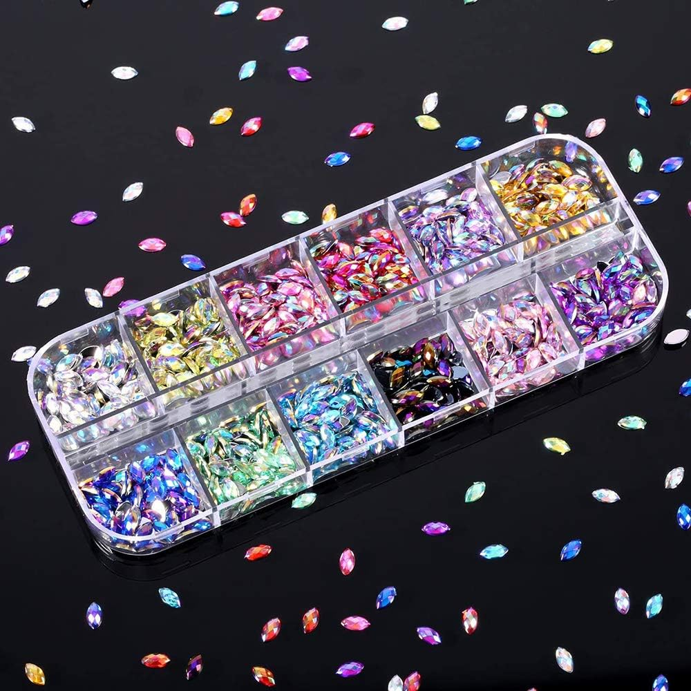 4 Boxes 5900 Pieces Nail Art Rhinestones Kit Multicolor Nails Decorations Supplies image number 2