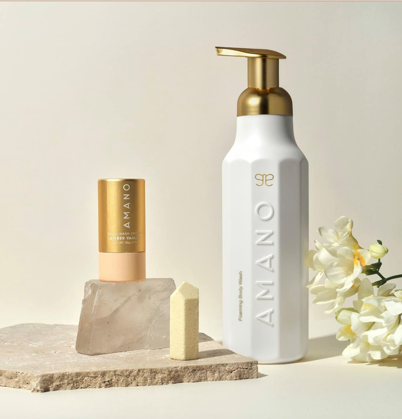 Amano Beauty Crystal Starter Kit &ndash; Luxury Foaming Cleanser with Reusable Bottle, Vegan, Sulfate-Free, Paraben-Free, Phthalate-Free &ndash; Glowing, Smoother Skin in 30 Days image number 1