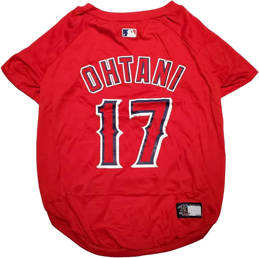 MLBPA SHOHEI OHTANI #17 TEE Shirt for Dogs & Cats. MLB Los Angeles Angels Dog T-Shirt, X-Large | Sports Dress for Pets | Licensed Sporty Dog Shirt. image number 4