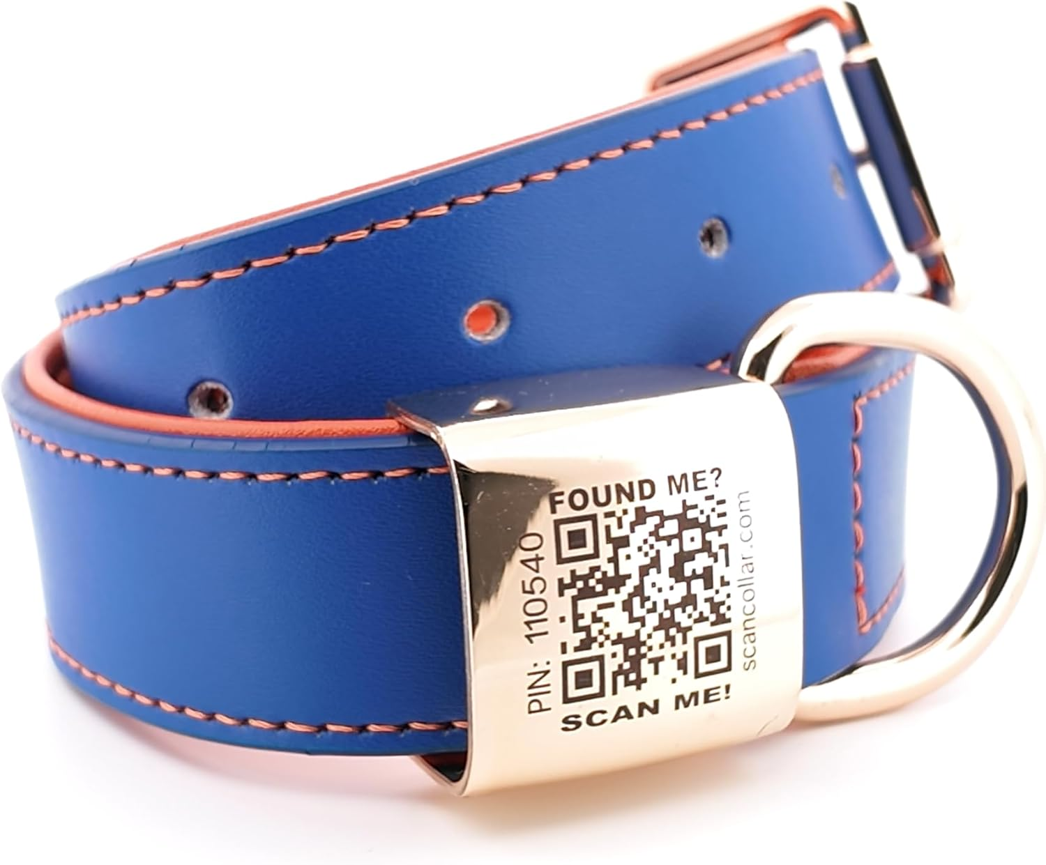 Scancollar QR Code Pet ID Genuine Leather Smart Collars with Location Tracking with Pet Online Profile, Soft Padded, Stylish, Breathable for Small Medium Large Dogs (Large, Pink & Violet)
