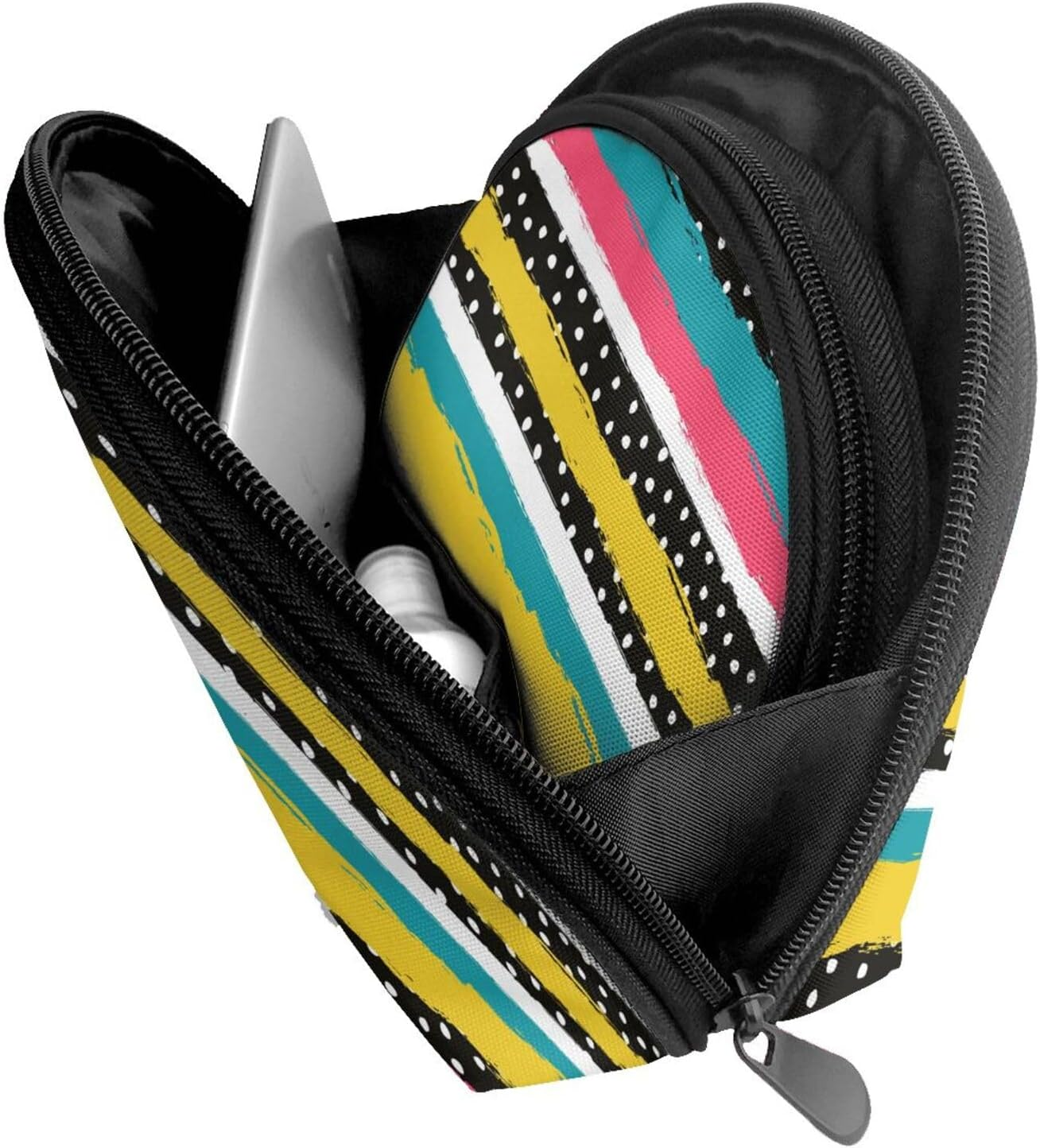 Cozimangoe Coin Pouch Makeup Bags Set, 2 Piece Shell Shape Cosmetic Bag with Pockets for Daily Travel Handbag Lipstick Keys Toiletry, Personalized Dots Striped image number 3