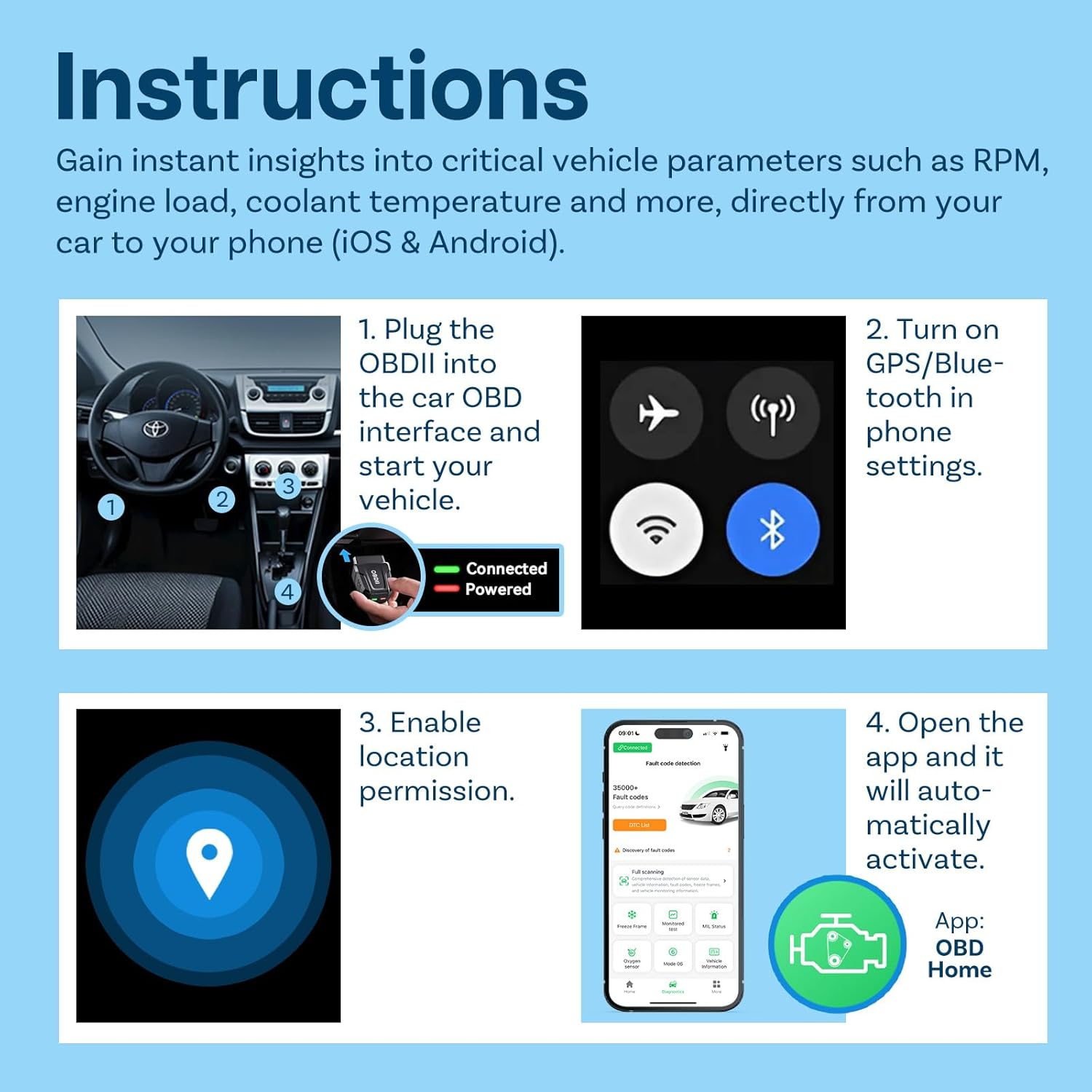 OBD2 Scanner Bluetooth 5.4 by MMOBIEL - Car Scanner for Iphone Ios & Android - Car Diagnostic Tool Wireless [2024 Version] - OBDII/EOBD Check Engine Light - Car Code Reader - Reset/Clear Error Code image number 4