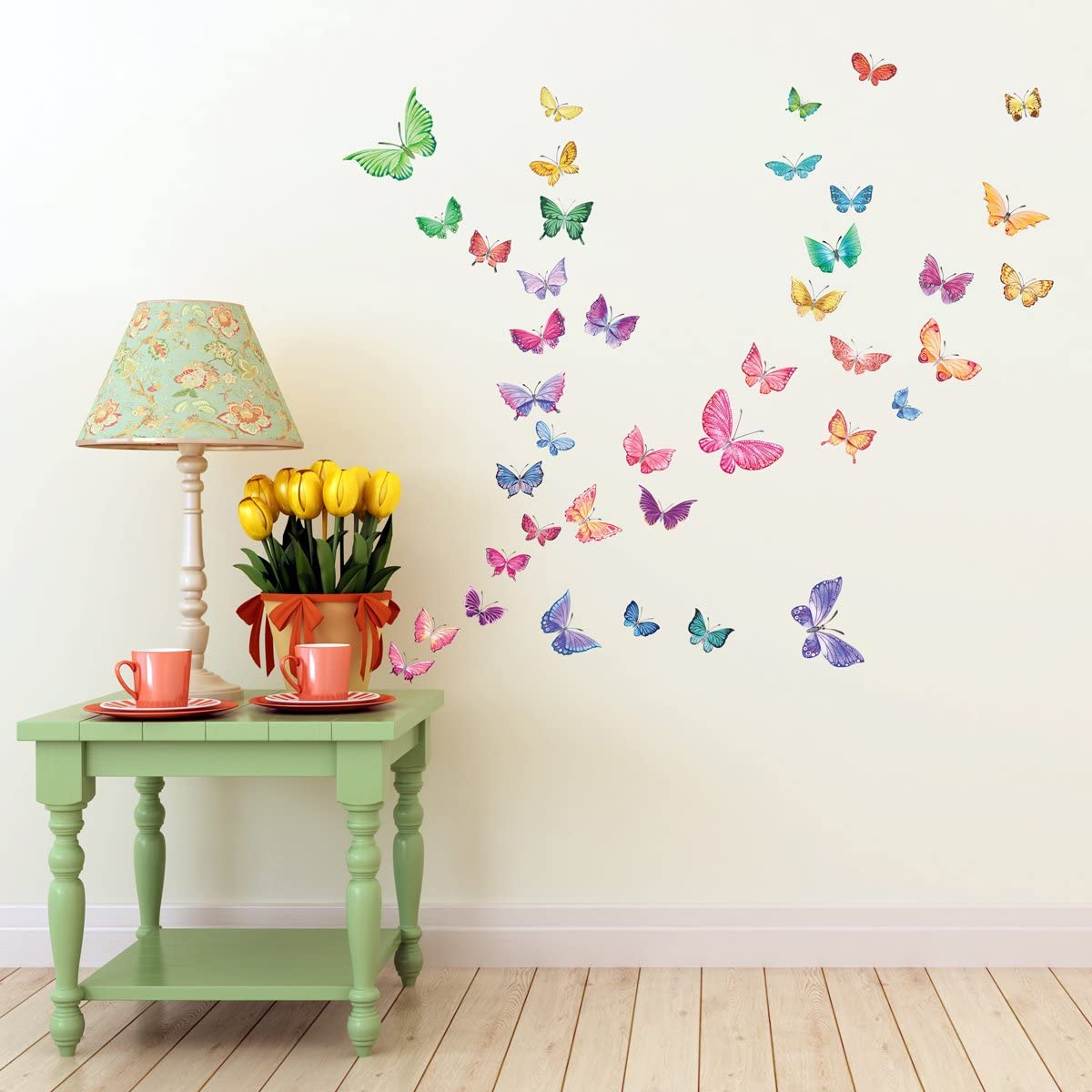 DECOWALL DS-1602 Watercolour Butterflies Kids Wall Stickers Wall Decals Peel and Stick Removable Wall Stickers for Kids Nursery Bedroom Living Room image number 5