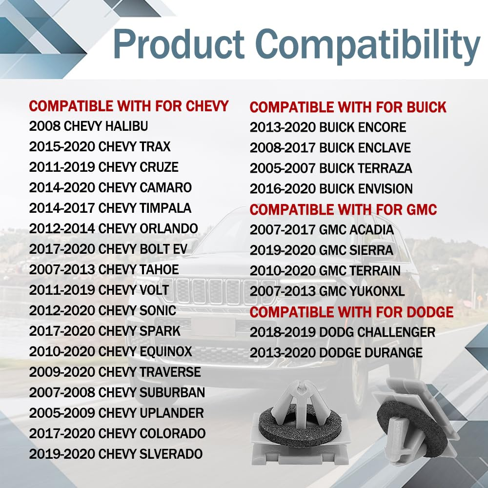 20PCS Wheel Flair Mounting Clip Rocker Moulding Fender Clip with Sealer, Fender Trim Clips, Wheel Flare Clips Compatible with Jeep Cherokee Compass, Replace OEM #68271803AA 68395627AA 11571175 image number 5