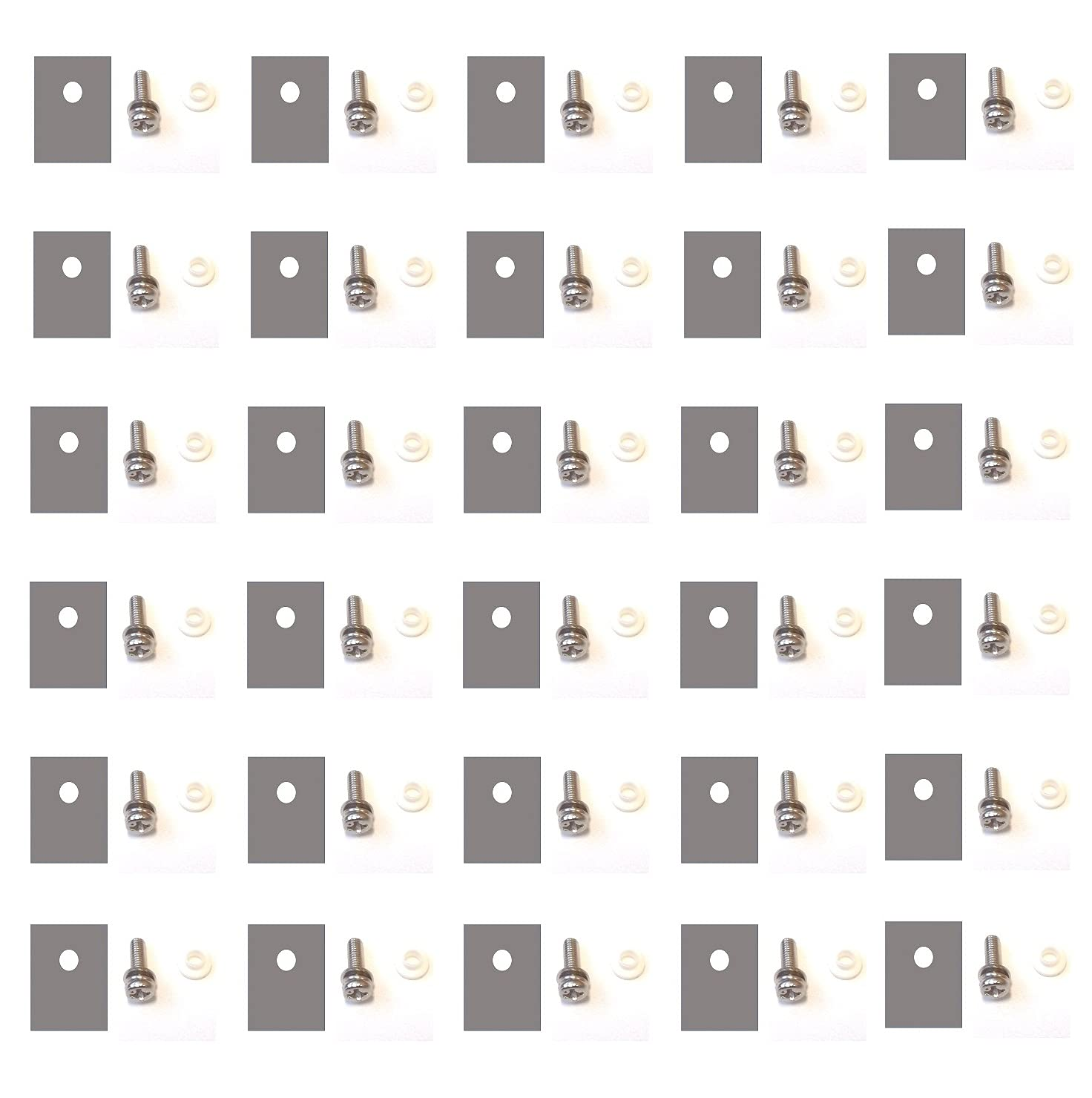 Easycargo 30 Sets TO-220 Heatsink Insulator/Mounting Kit (Screws + Washer + Bushing + Insulator), TO-220 Heat Sink Insulator Mounting Kit for MOSFET Transistor Irf520 LM317 7805