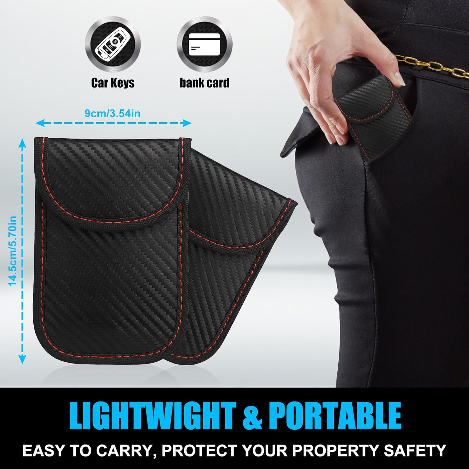 Diyife Classic Large Car Key Signal Blocker Box, plus 2 Pack Faraday Pouch & Blocker Cards, Anti-Theft Key Fob Protector, RFID Signal Blocking Box, 8-12 Car Keys Capacity, Black, Leather image number 3